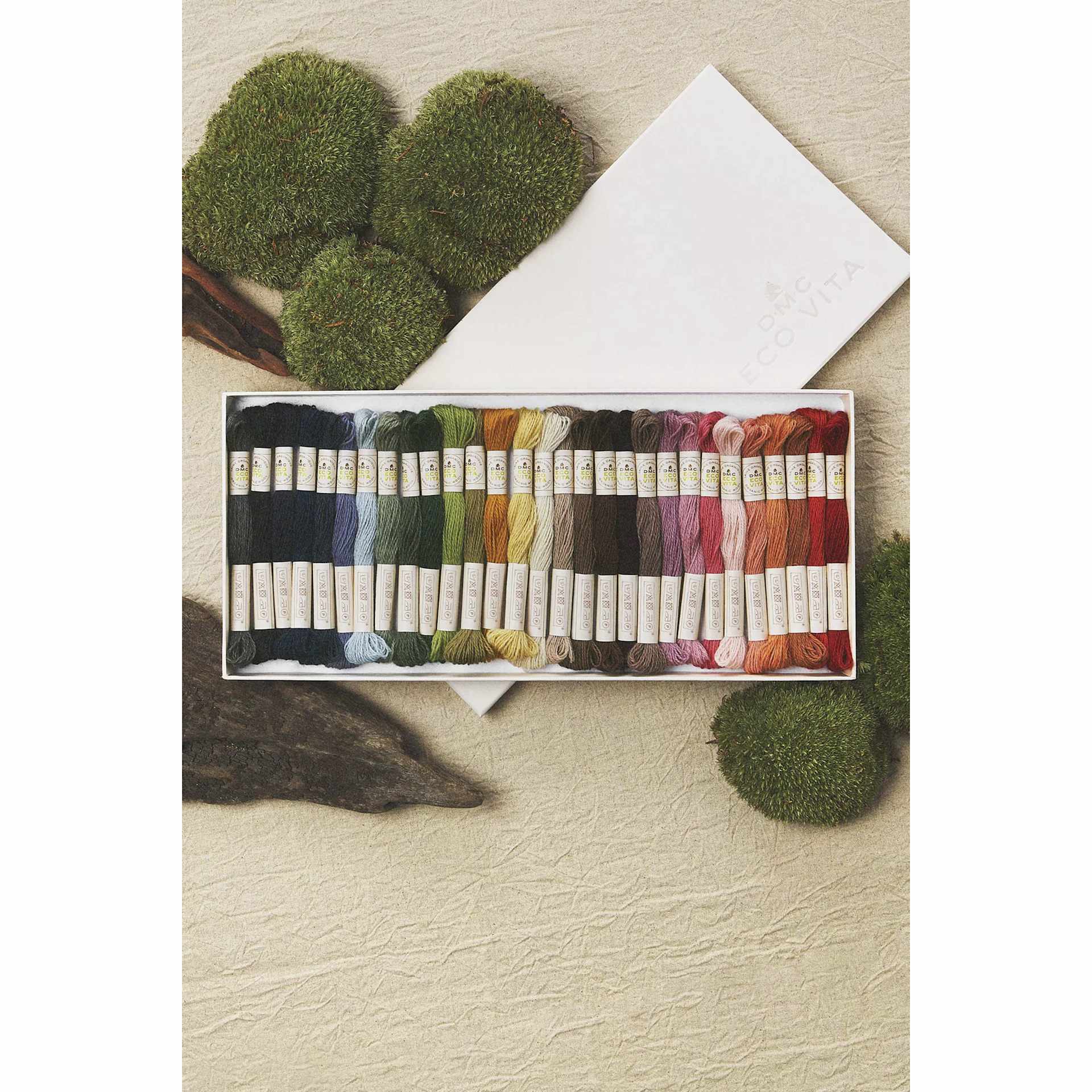 DMC Eco Vita Organic Wool Thread Collectors Box - Set of 30 - open to show contents