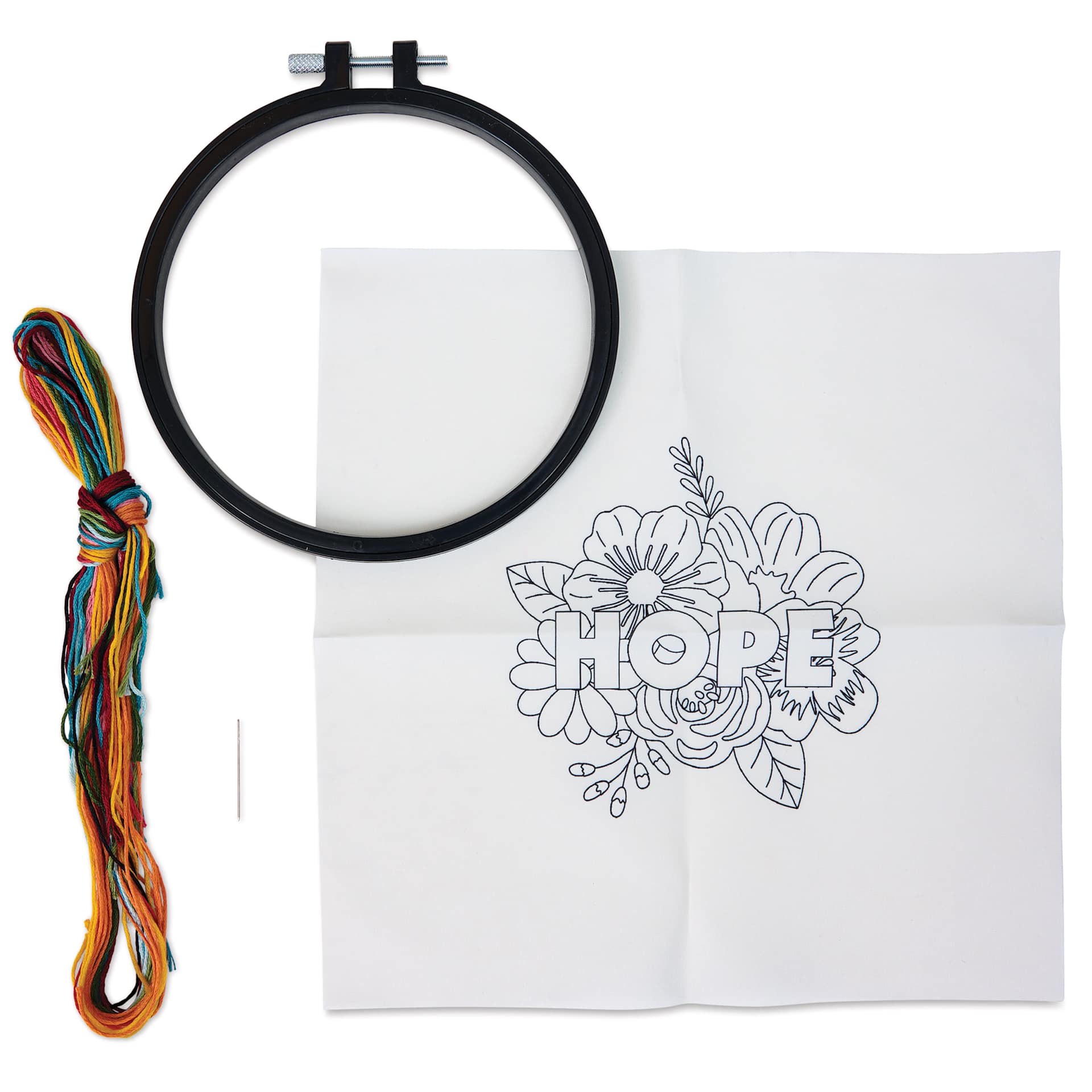 Bucilla Stamped Embroidery Kit - Hope contents