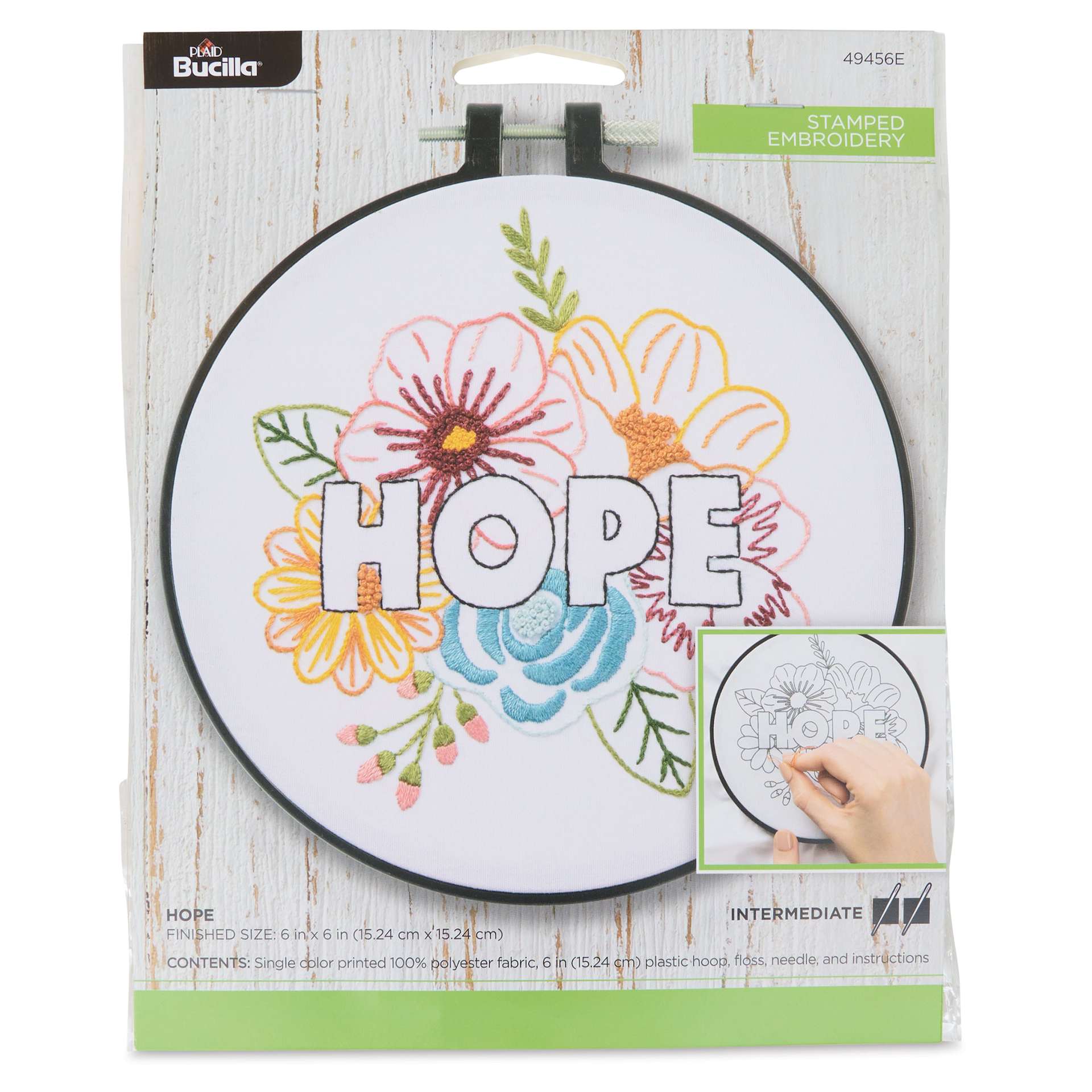 Bucilla Stamped Embroidery Kit - Hope front of packaging