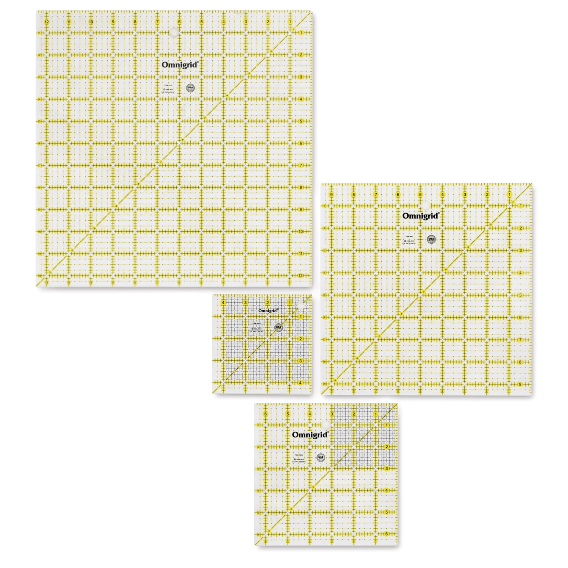 Omnigrid Square Ruler Value Pack - Set of 4, Assorted Sizes, Large