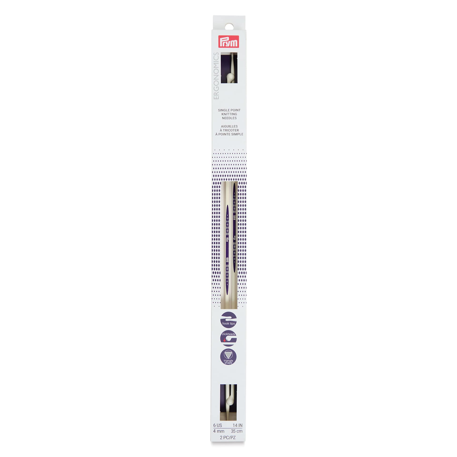 Prym Ergonomics Single Point Knitting Needles - Size 6, 14" - front of packaging
