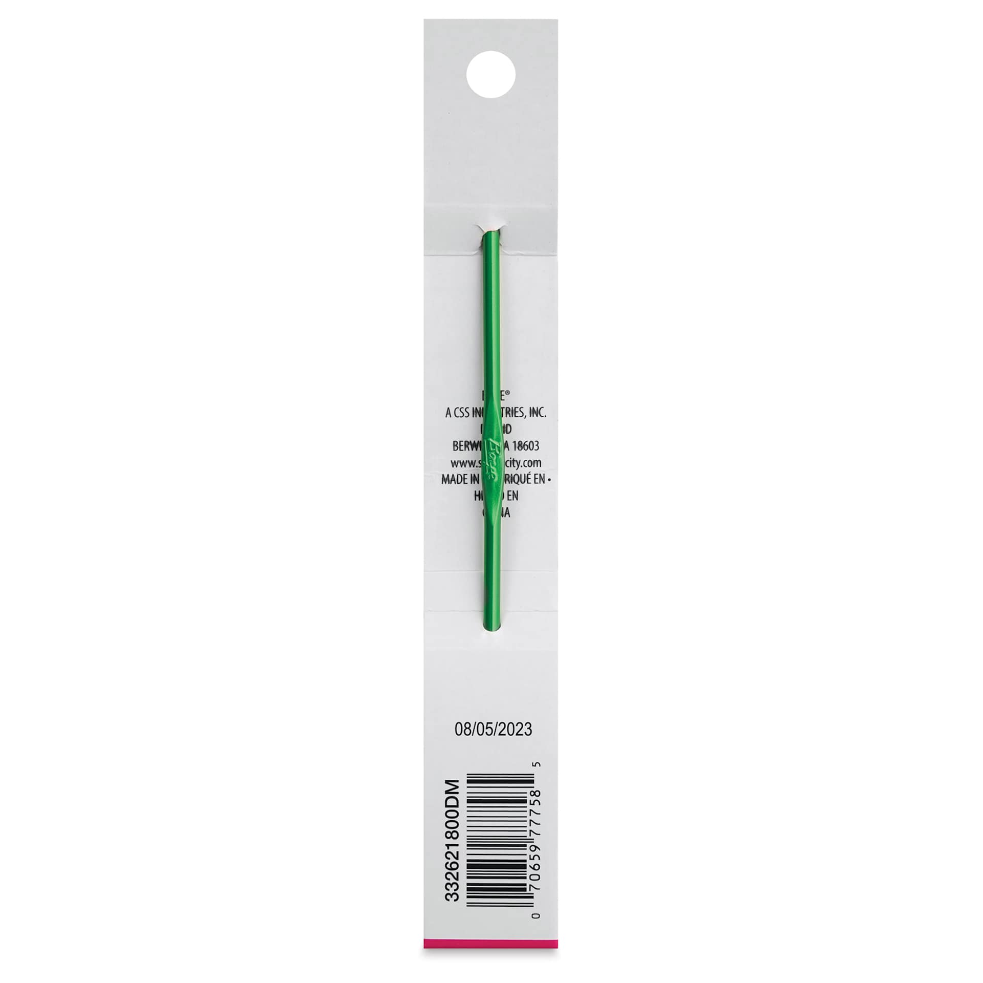 Boye Aluminum Crochet Hook - US D, 6" - back of packaging