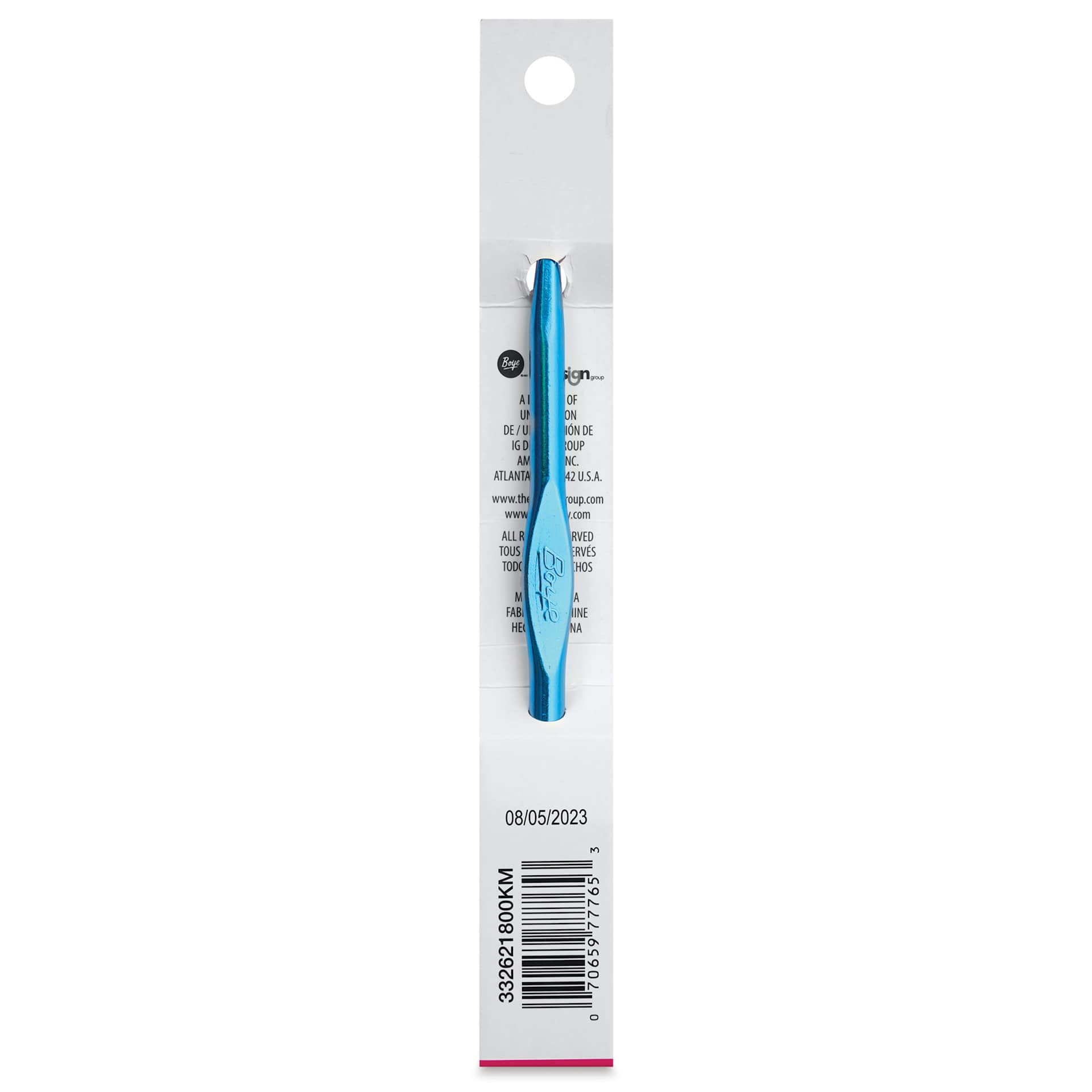 Boye Aluminum Crochet Hook - US K, 6" - back of packaging