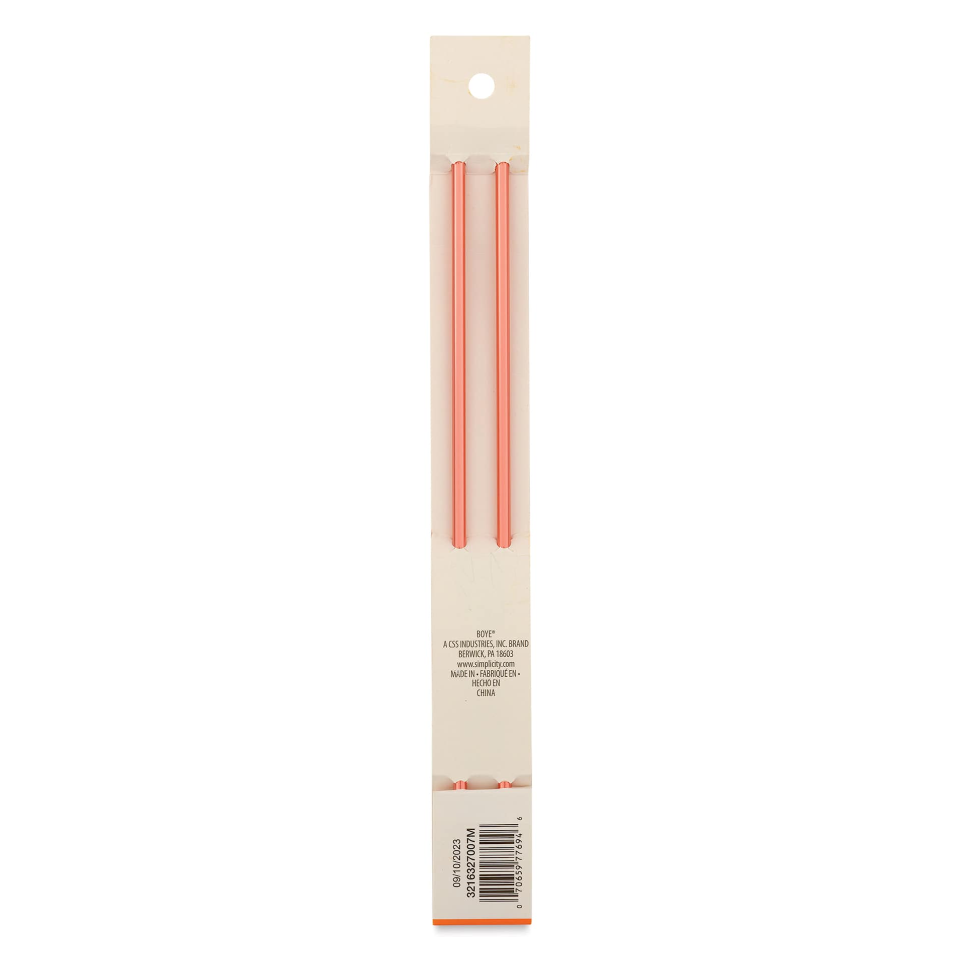 Boye Aluminum Knitting Needles - US 7, 10" - back of packaging