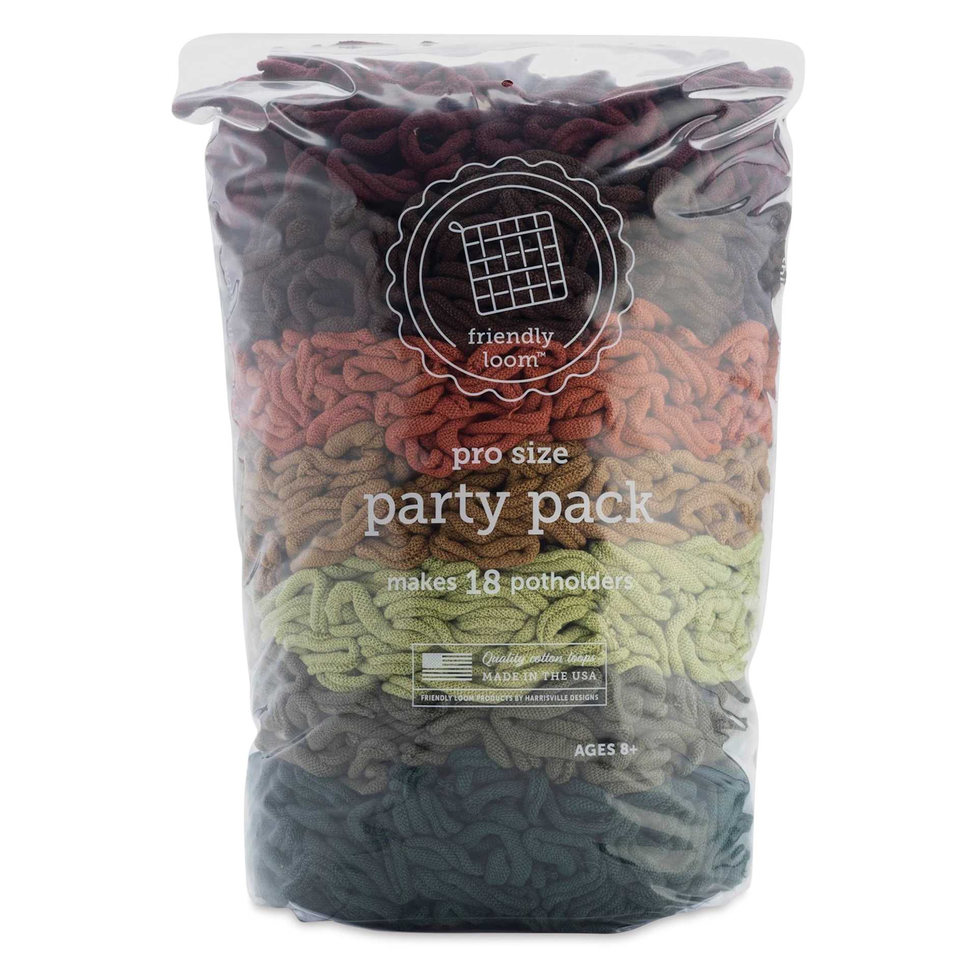 Friendly Loom Pro Size Cotton Loops - Earth Tones, Party Pack