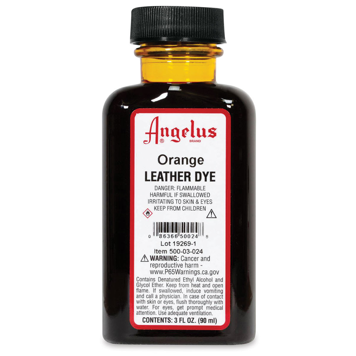 Angelus Leather Dye - Orange, 3 oz, Bottle