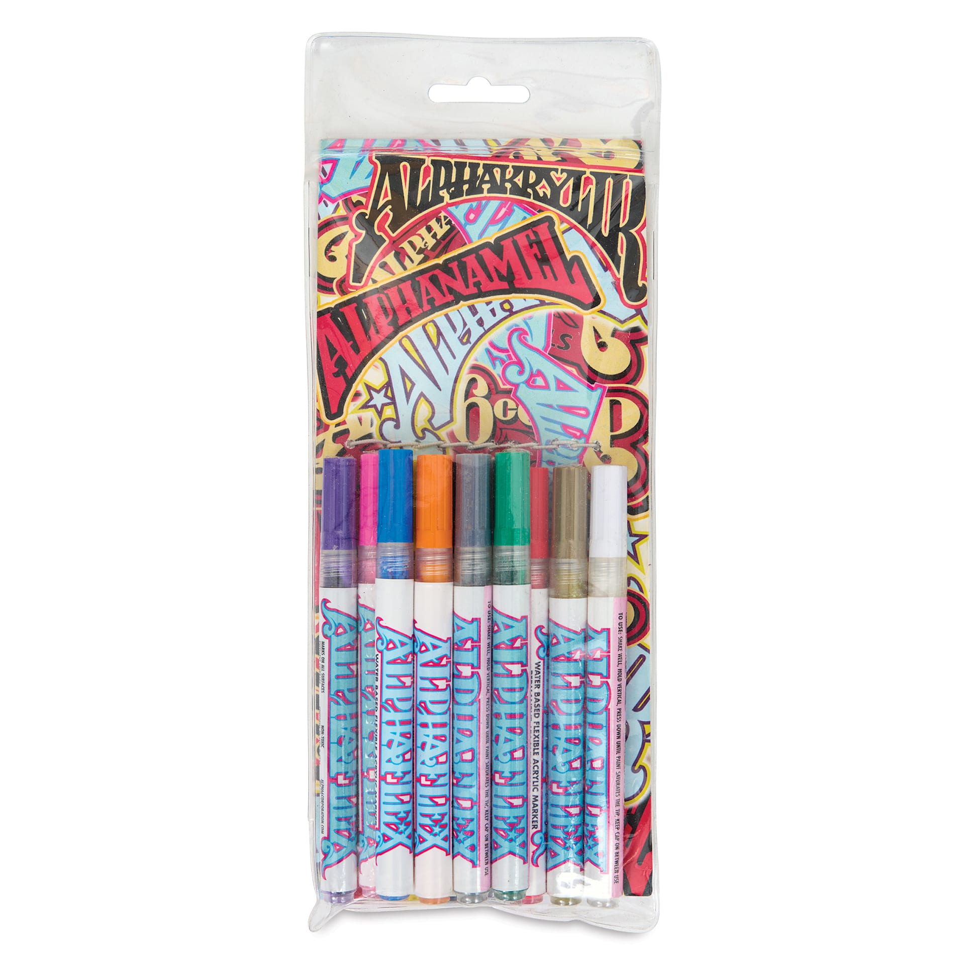 Alpha6 AlphaFlex Textile and Leather Paint Markers - Assorted Colors, 1 mm, Set of 12 front of packaging