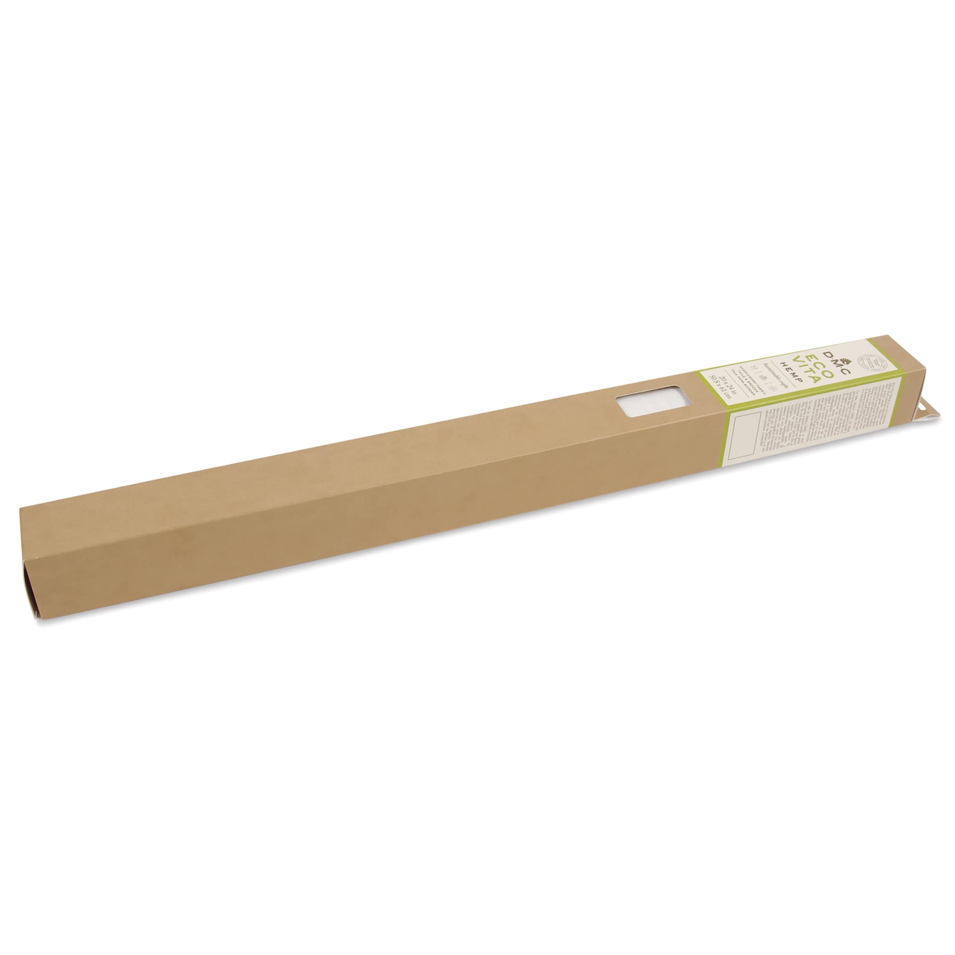 DMC Eco Vita Hemp Embroidery and Punch Needle Fabric - Oyster, 20" x 24" - packaging, angled