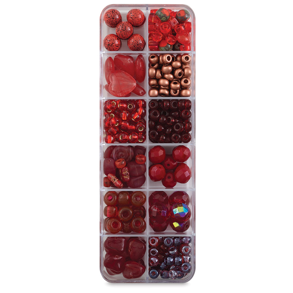 Czech Glass Bead Box Mixes - Components of Bologna City Assortment in compartments