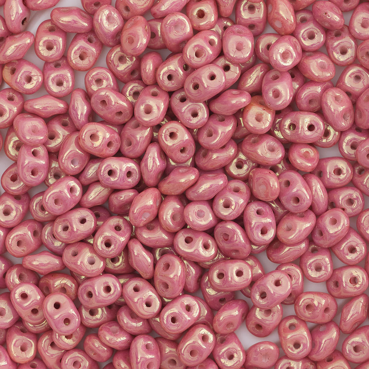 John Bead Czech Glass SuperDuo Two-Hole Beads - Dark Pink, Metallic Luster, 22 g vail