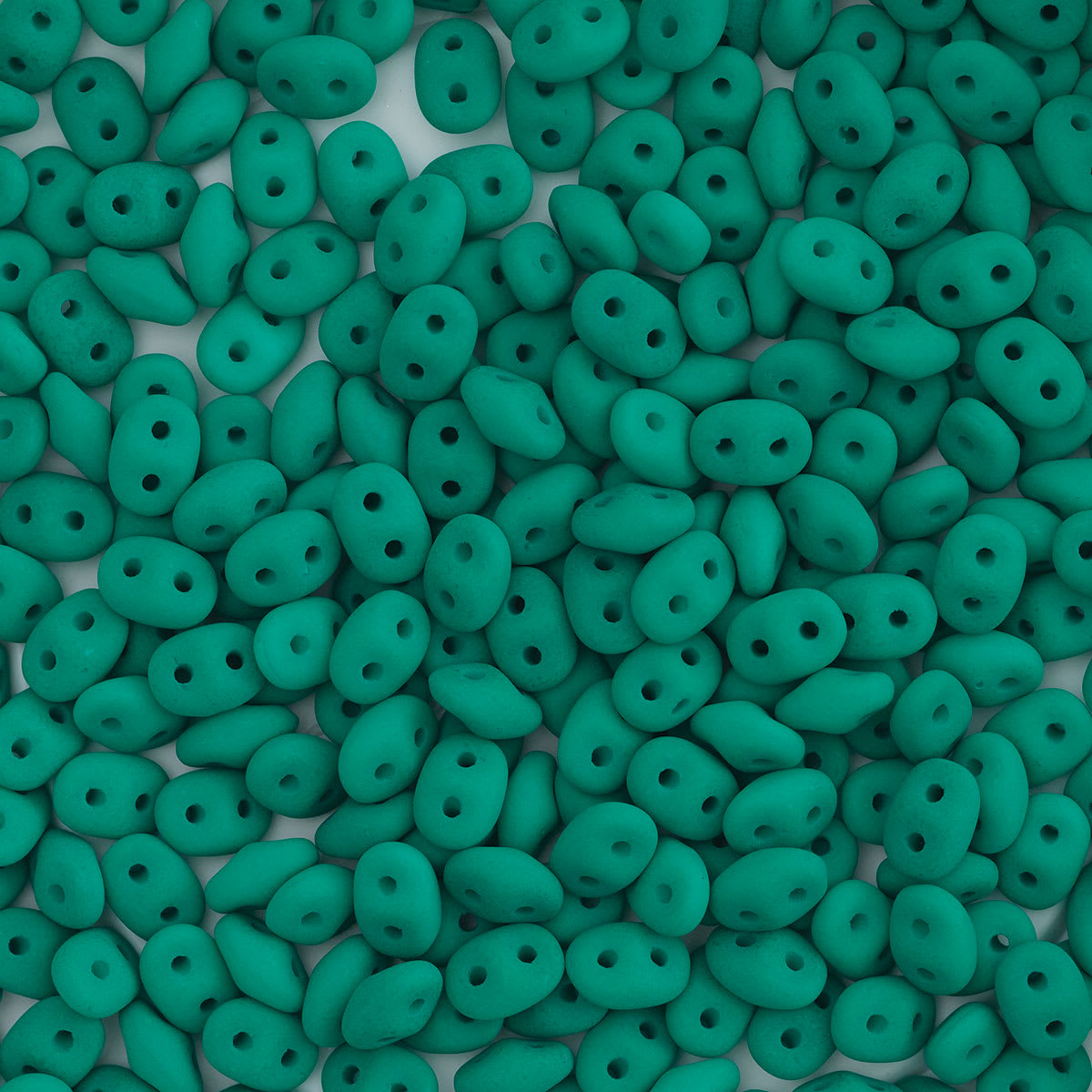 John Bead Czech Glass SuperDuo Two-Hole Beads - Dark Emerald, Matte, 22 g vial