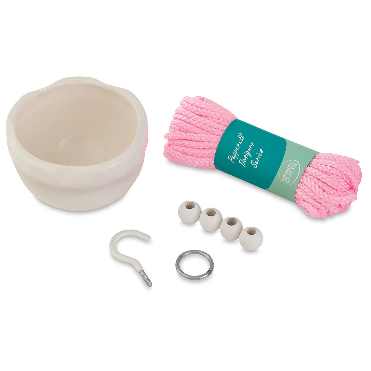 Macramé Plant Hanger Kits - Components of Ceramic Planter package