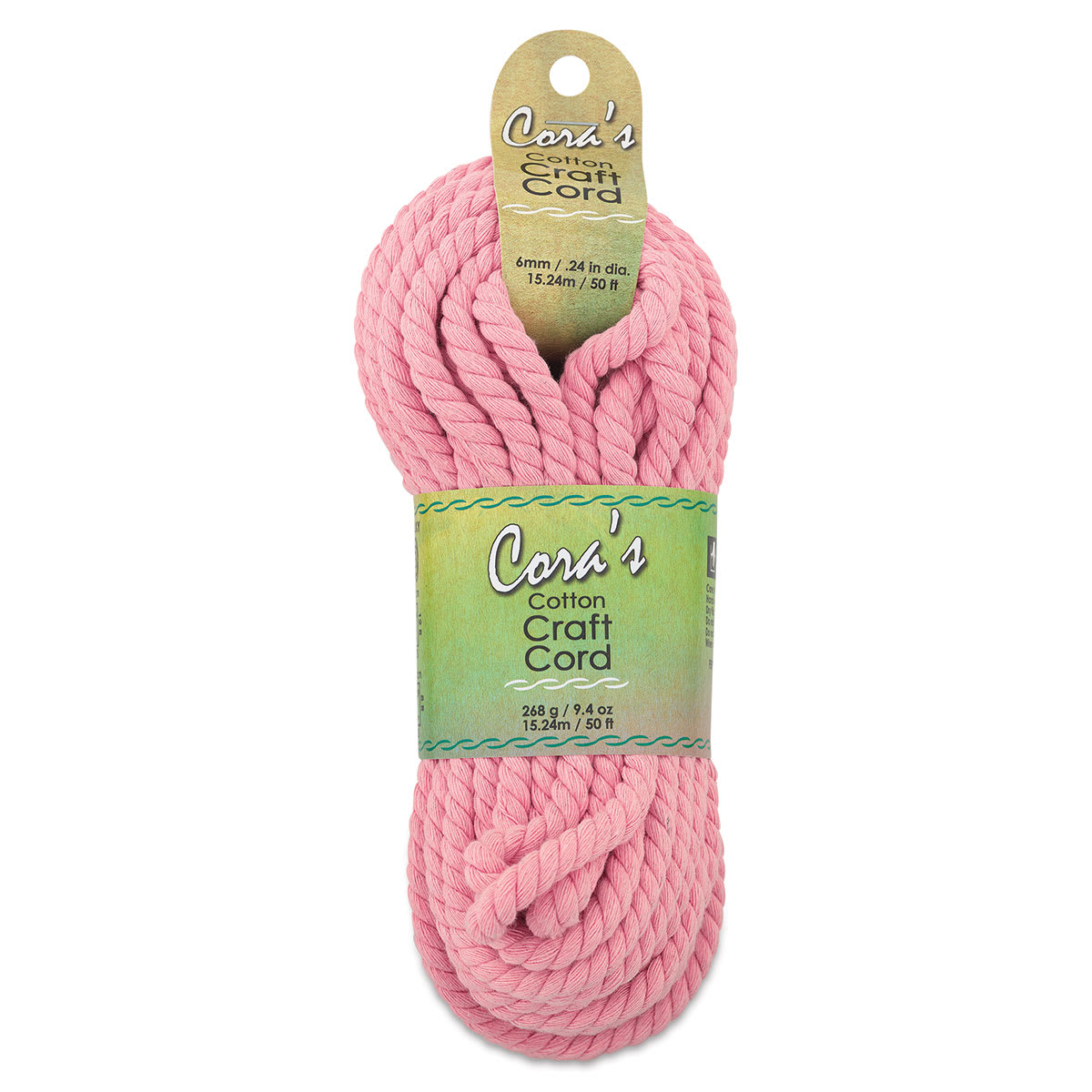 Pepperell Cotton Craft Cord - Blush Pink, 6 mm, 50 ft