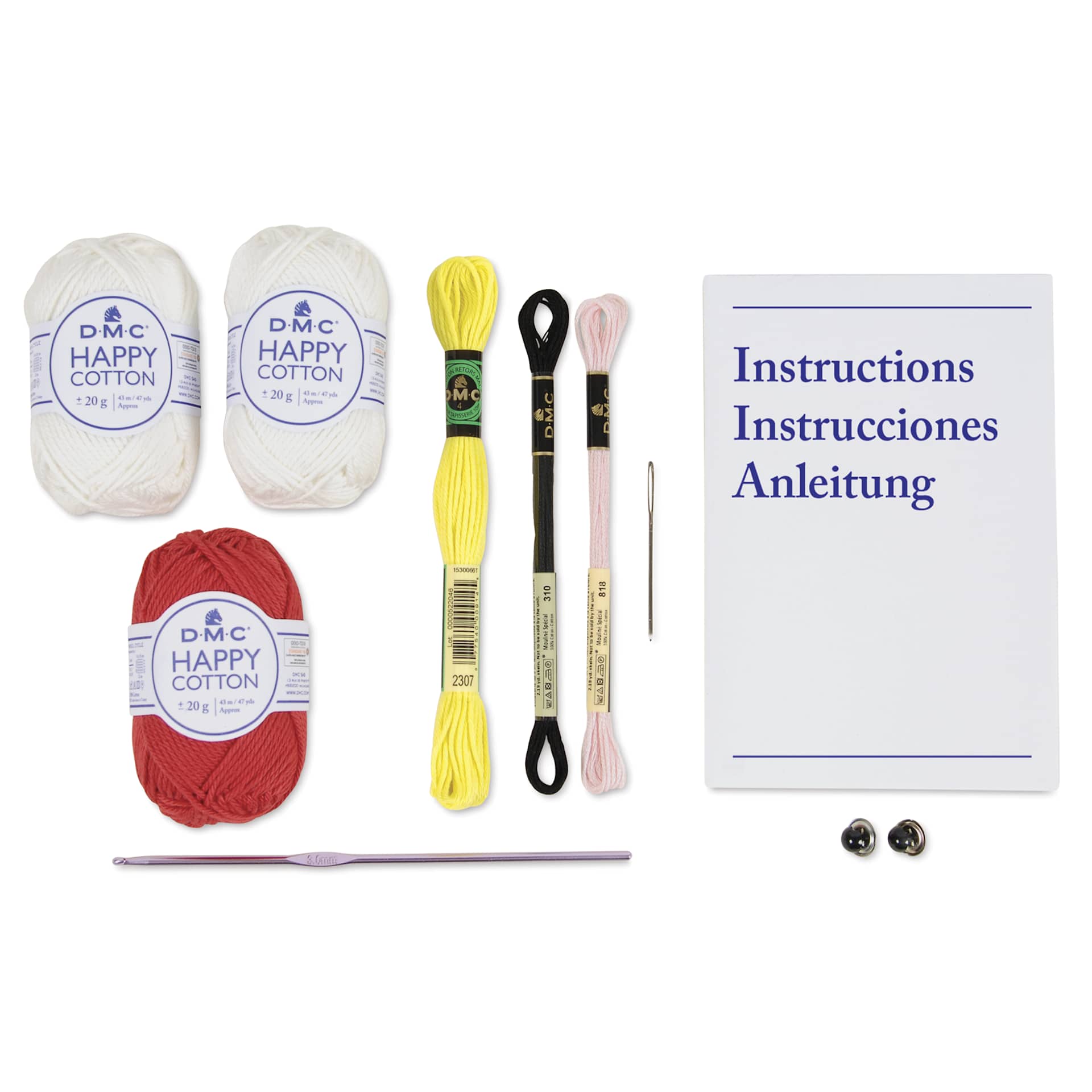 DMC Amigurumi Kits - Pop the Corn - contents
