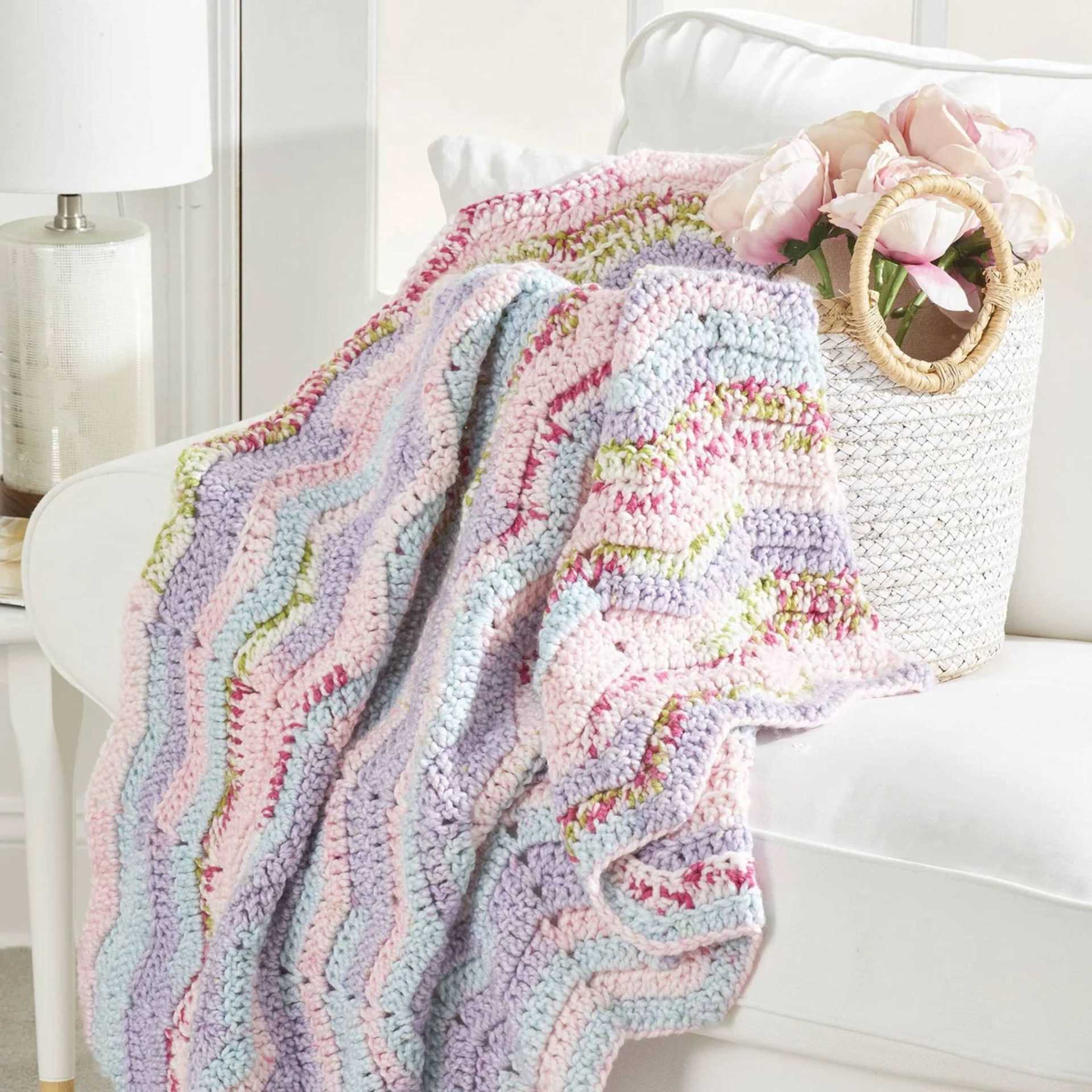Premier Yarn Bloom Chunky Yarn - Hydrangea, finished blanket