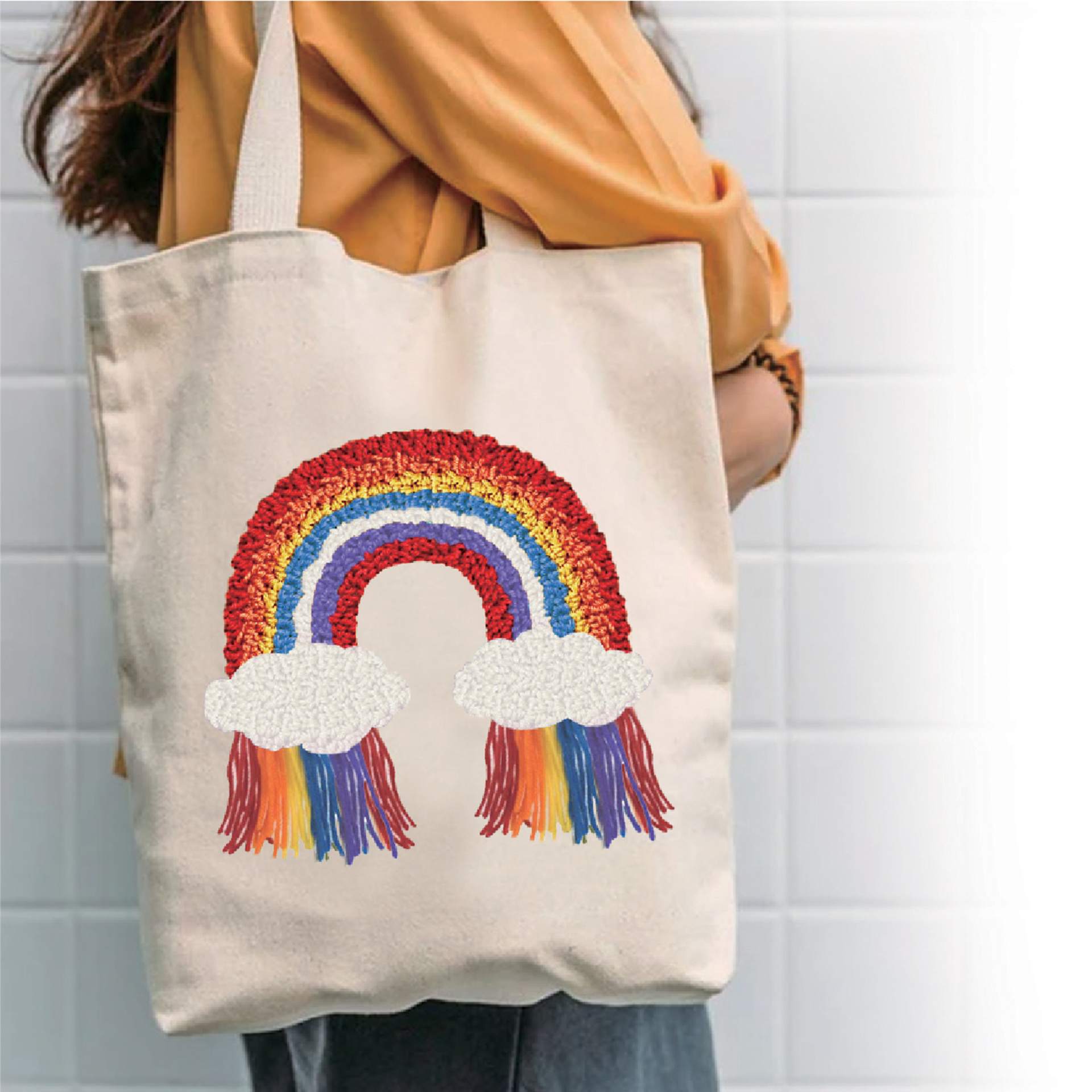 John Bead Needle Punching Tote Bag DIY Kit finished included tote bag project