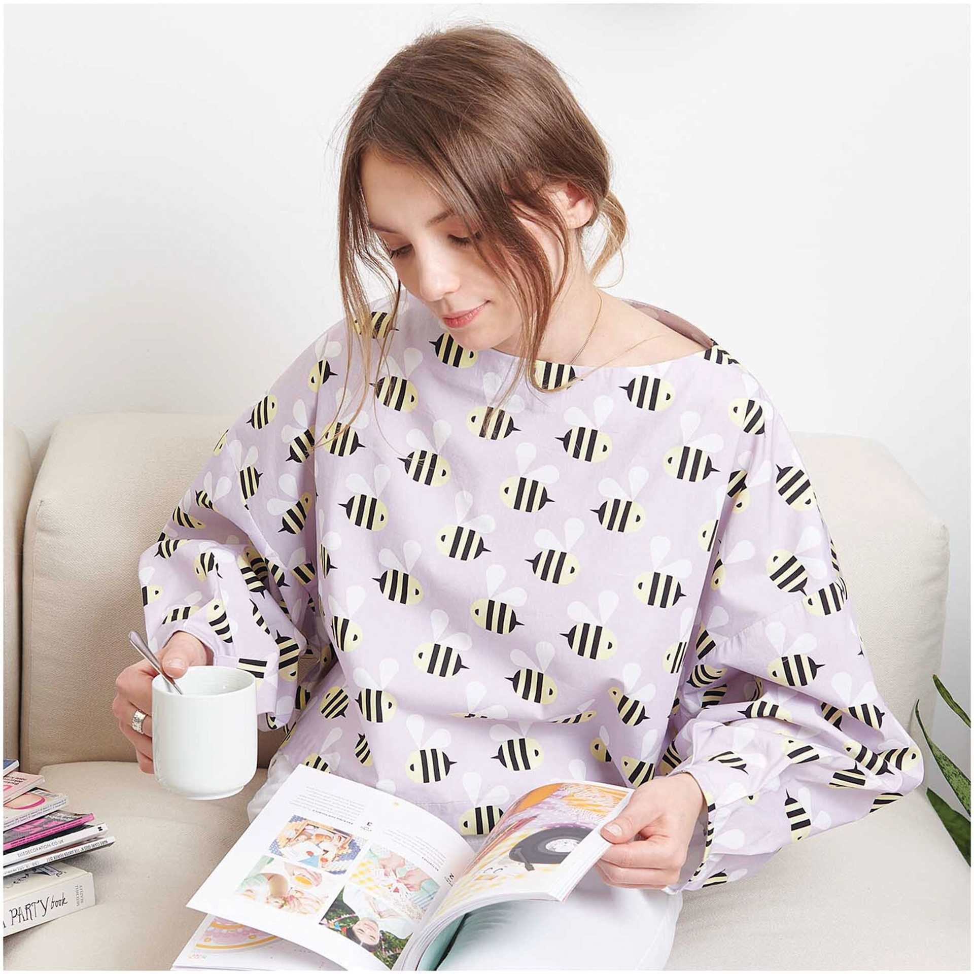 Rico Design Cotton Poplin Fabric - Lilac Bees, 50 cm x 140 cm completed shirt project