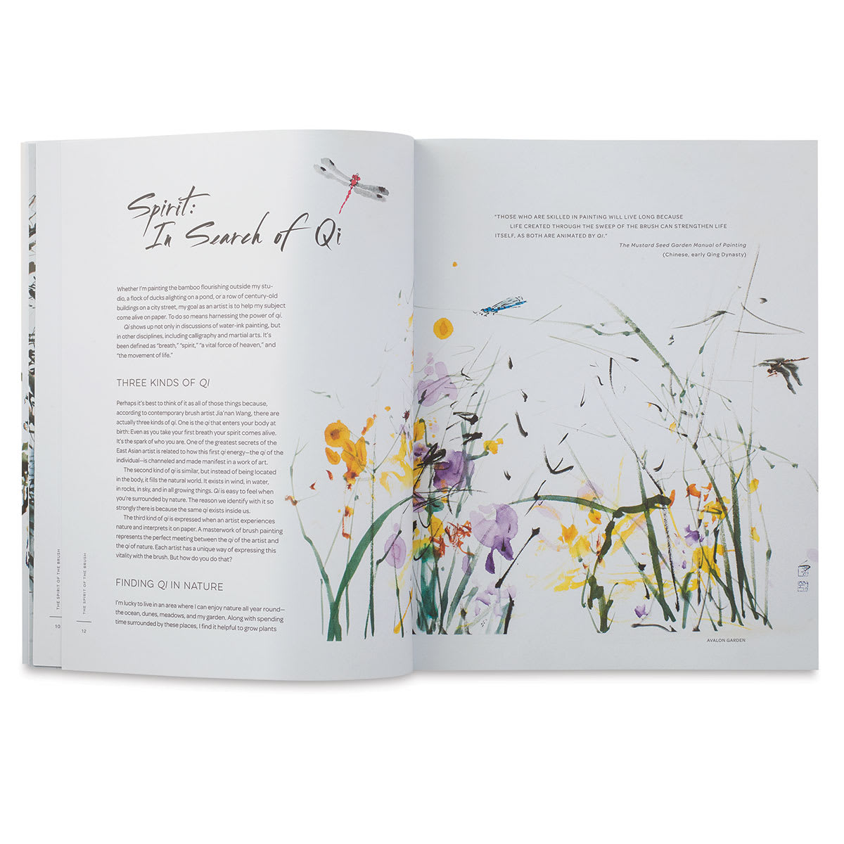The Spirit of the Brush - Spread showing Chinese brush painted flowers

