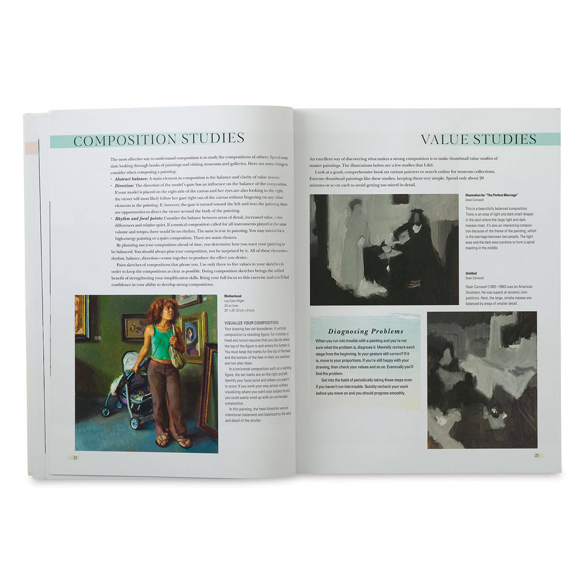 Foundations of Classical Oil Painting - Spread showing Composition and Value Studies
