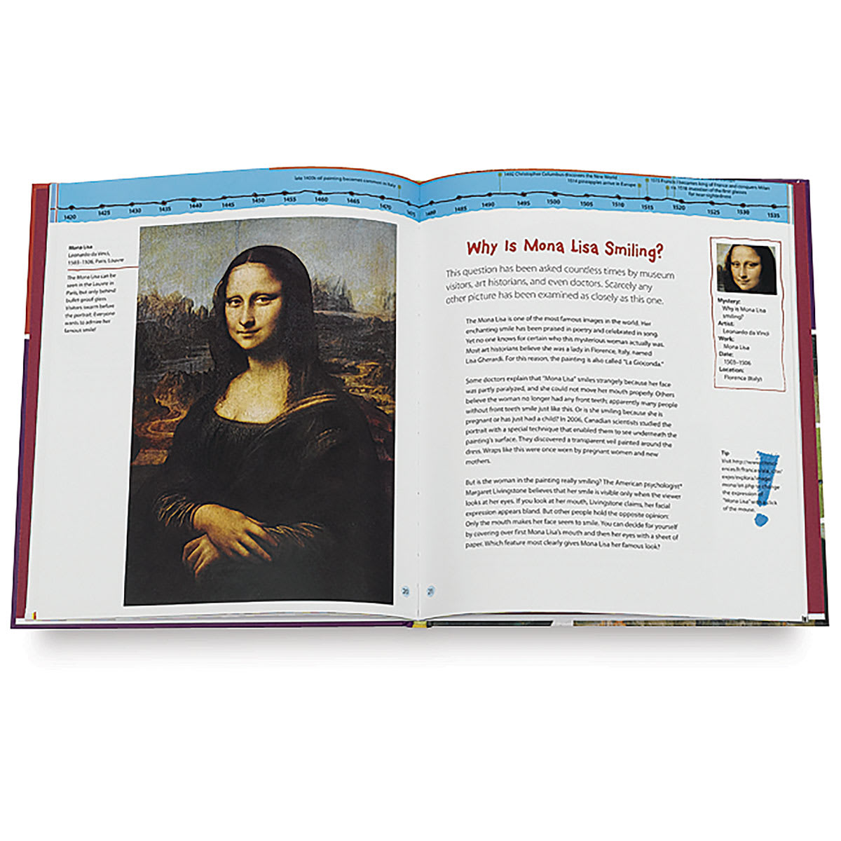 13 Art Mysteries Children Should Know - Spread on Mona Lisa's smile