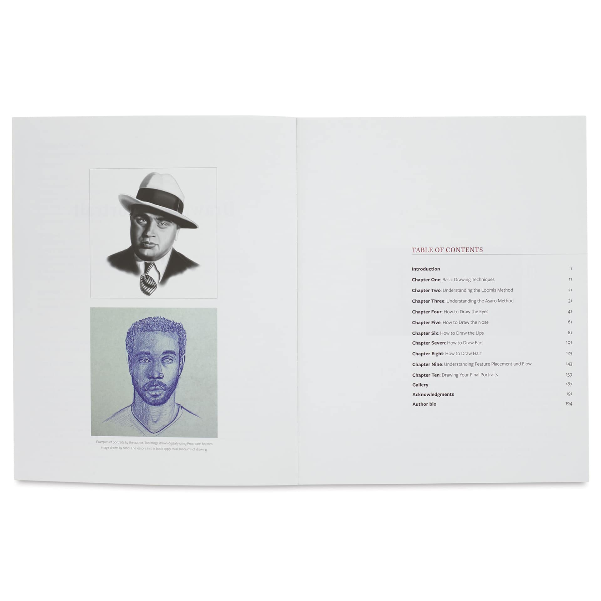Drawing the Portrait, table of contents