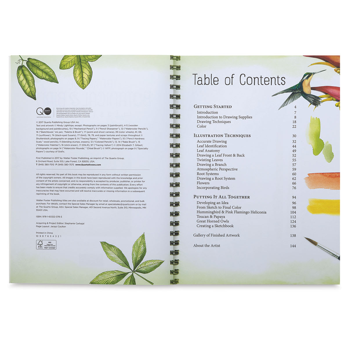 The Art of Botanical and Bird Illustration - Spread of Table of Contents
