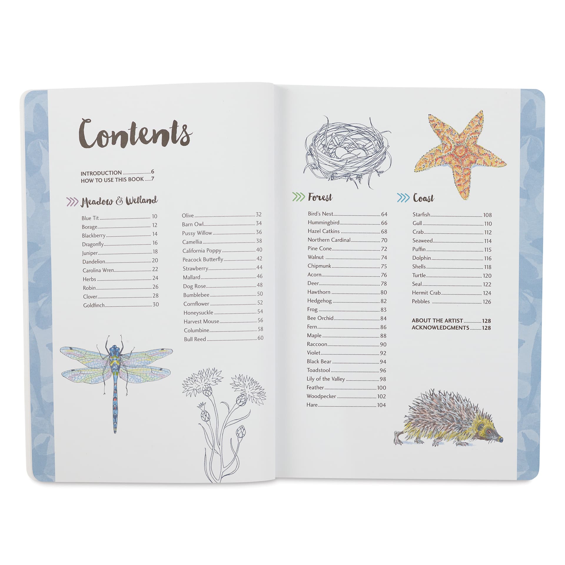 Walter Foster Ten-Step Drawing Book - Nature, table of contents