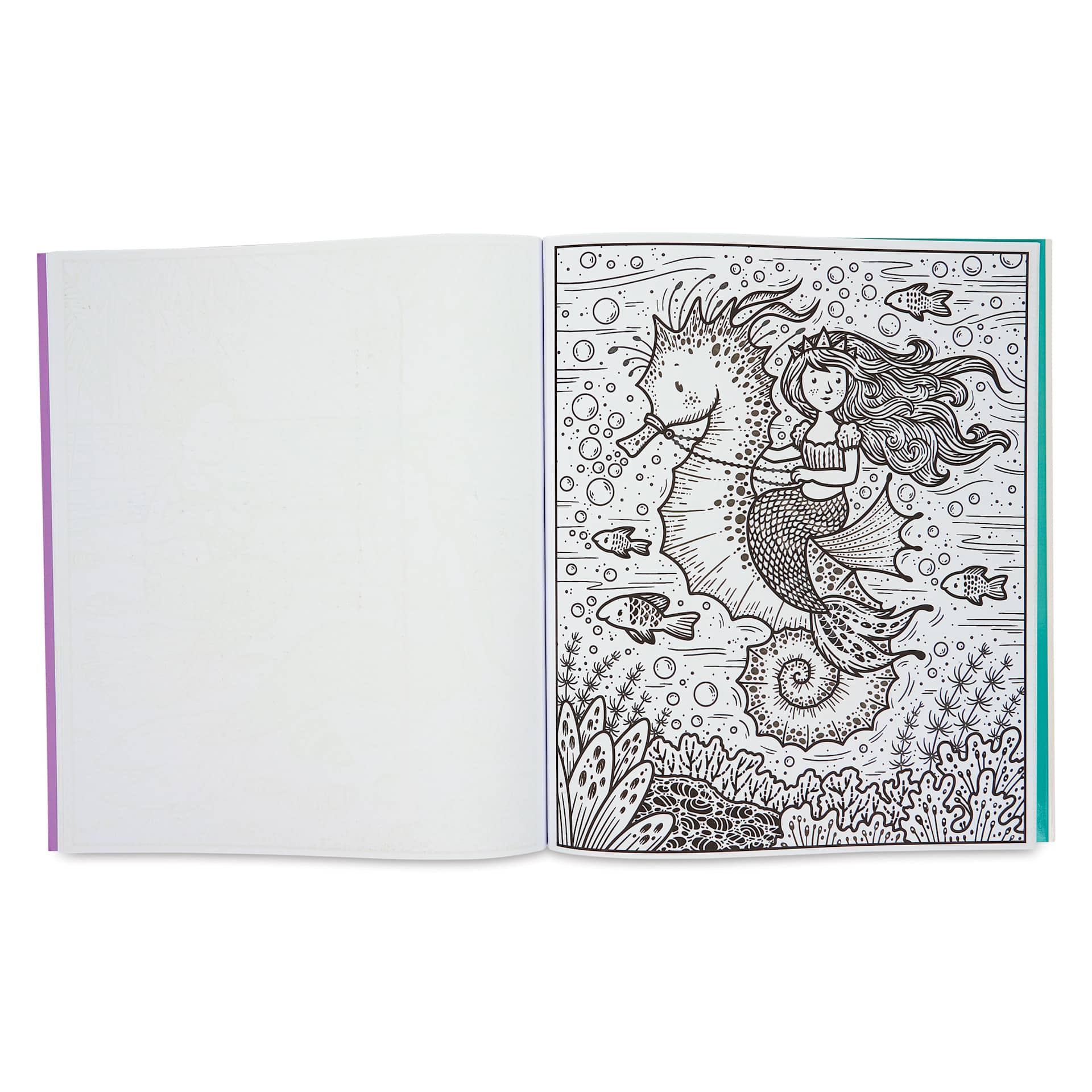 Usborne Magic Painting Book - Mermaids, mermaid riding seahorse
