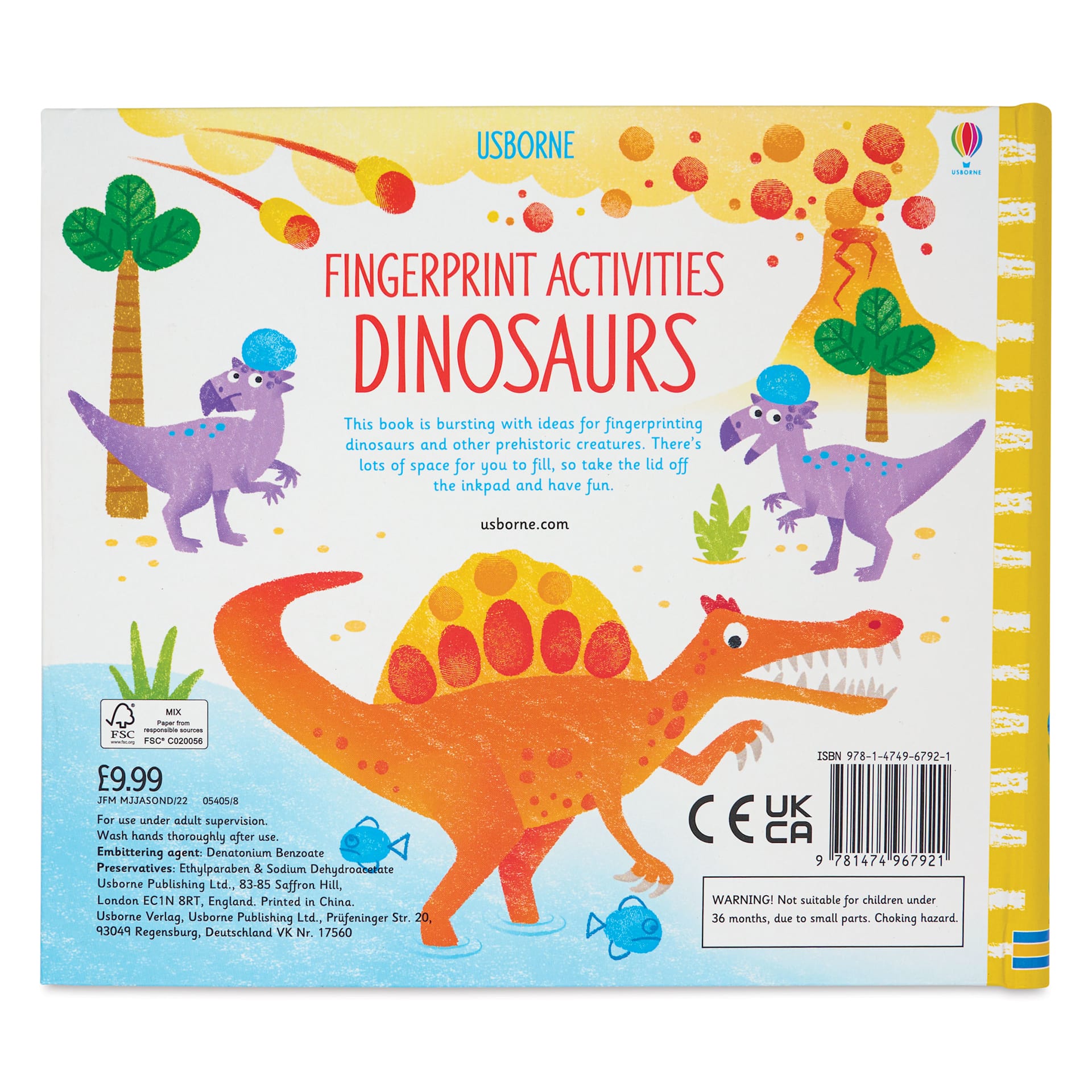 Usborne Fingerprint Activity Book - Dinosaurs, back cover