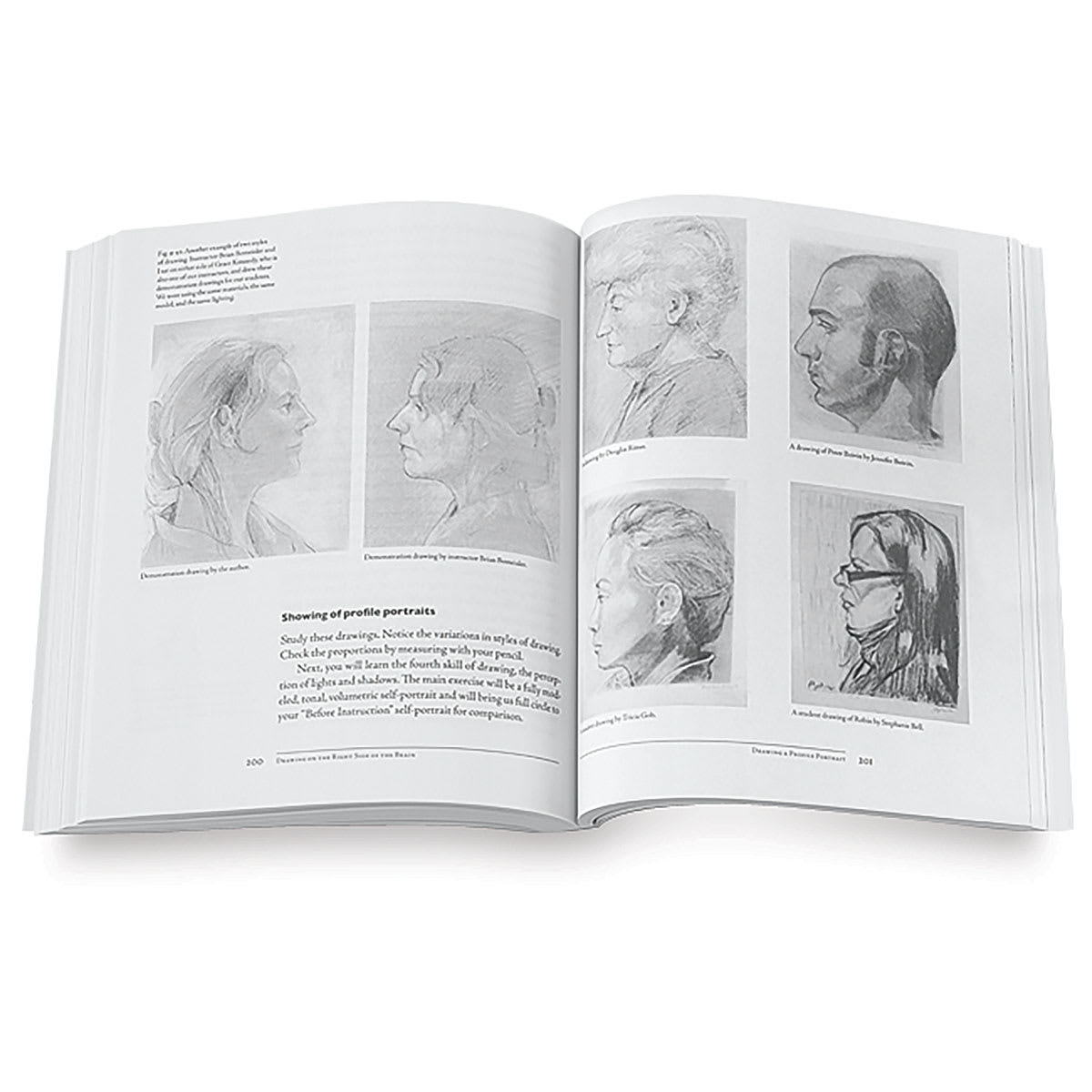 Drawing on the Right Side of the Brain - Inside spread showing profile portraits
