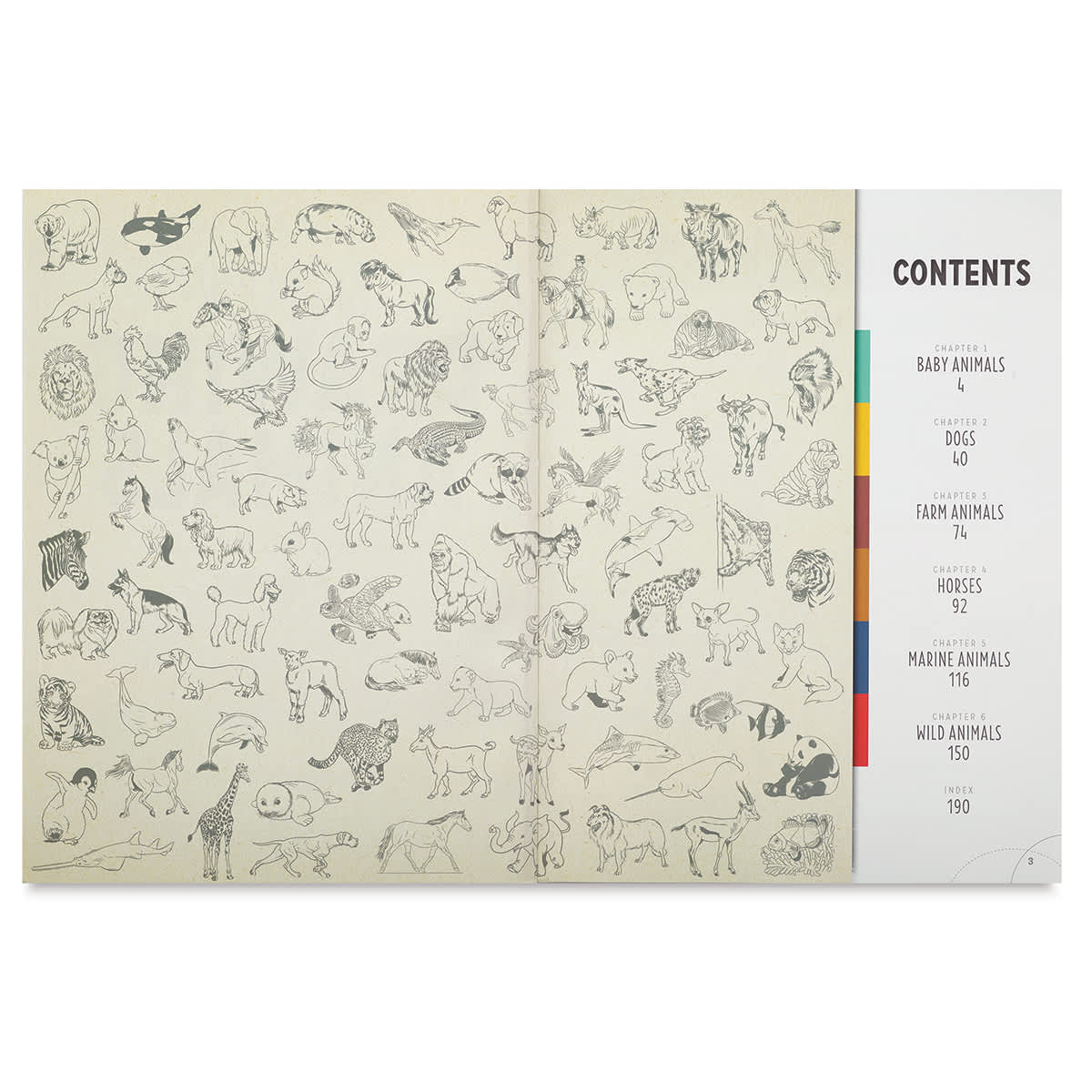 Big Book of Drawing Animals - Inside spread showing Table of Contents