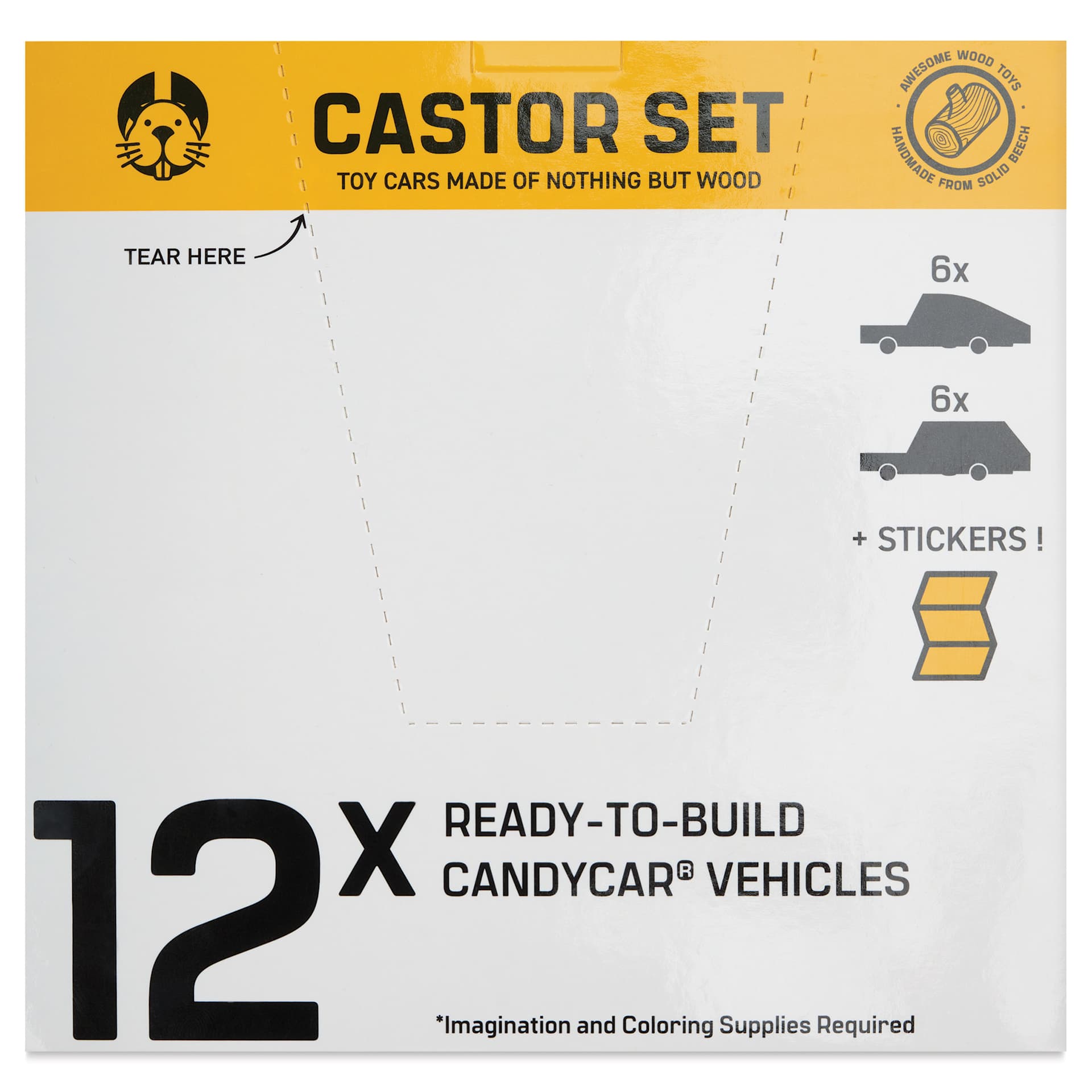 Candylab Castor Wooden Car Kit - Kit of 12
