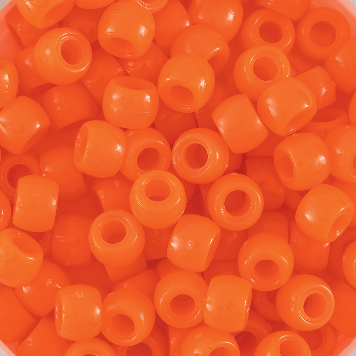 Creativity Street Plastic Pony Beads - Orange, close-up