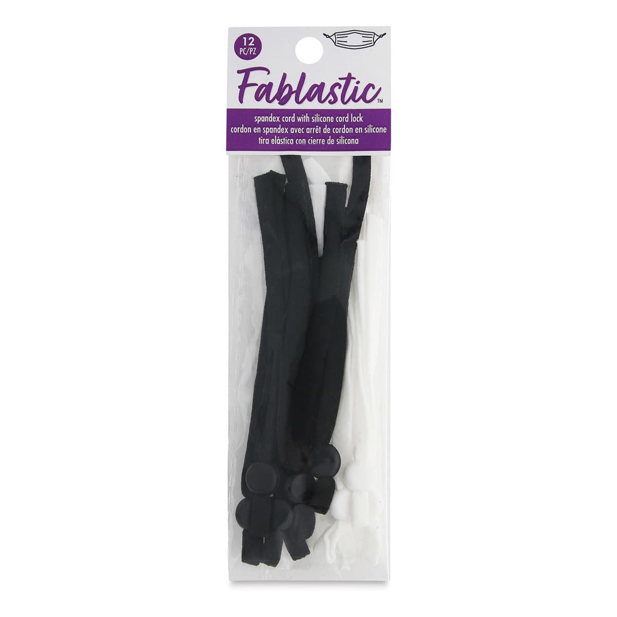 Spandex Cord With Lock, Assorted, 10 mm Bead, Package of 12