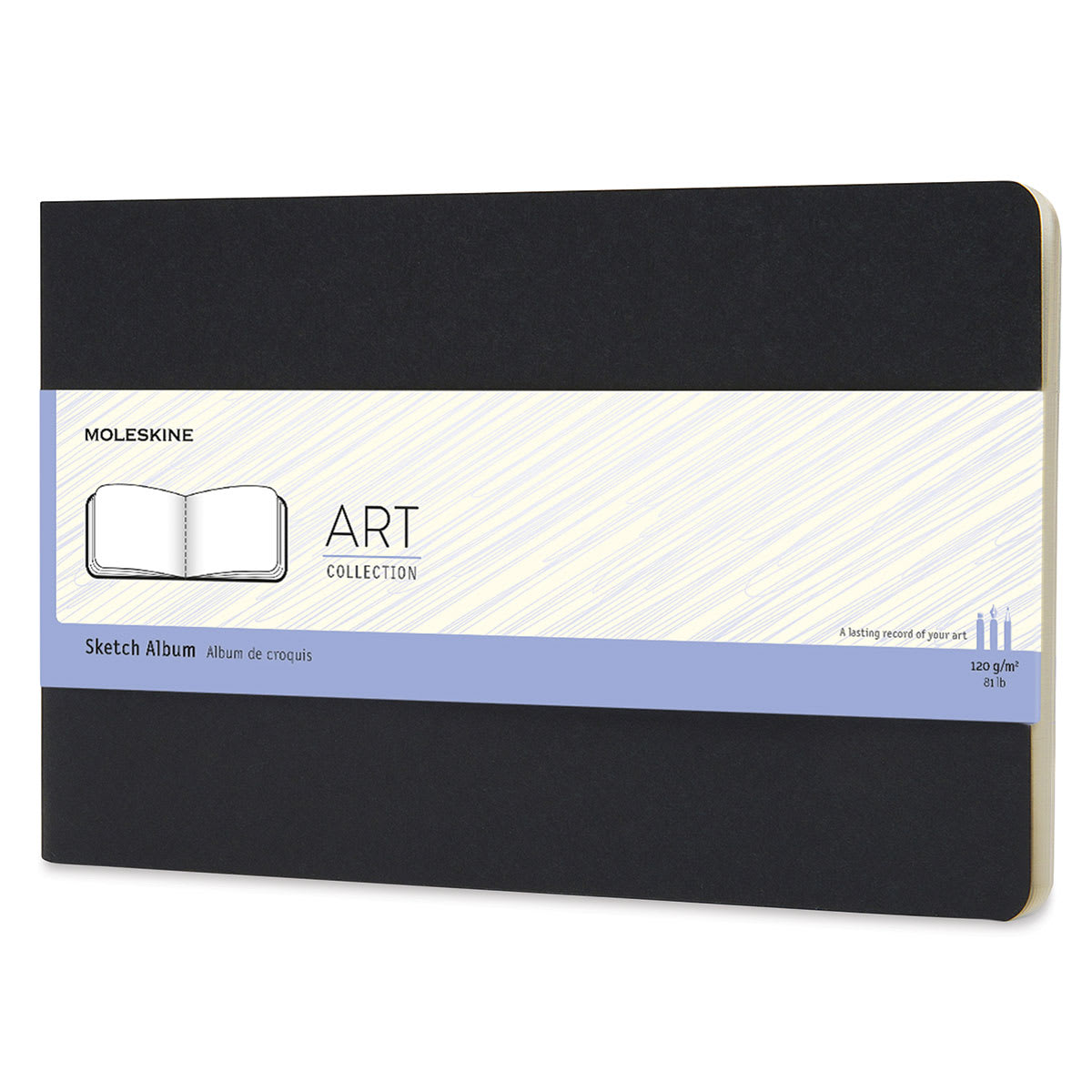 Moleskine Sketch Album - Black, Large, 5" x 8-1/4", front view