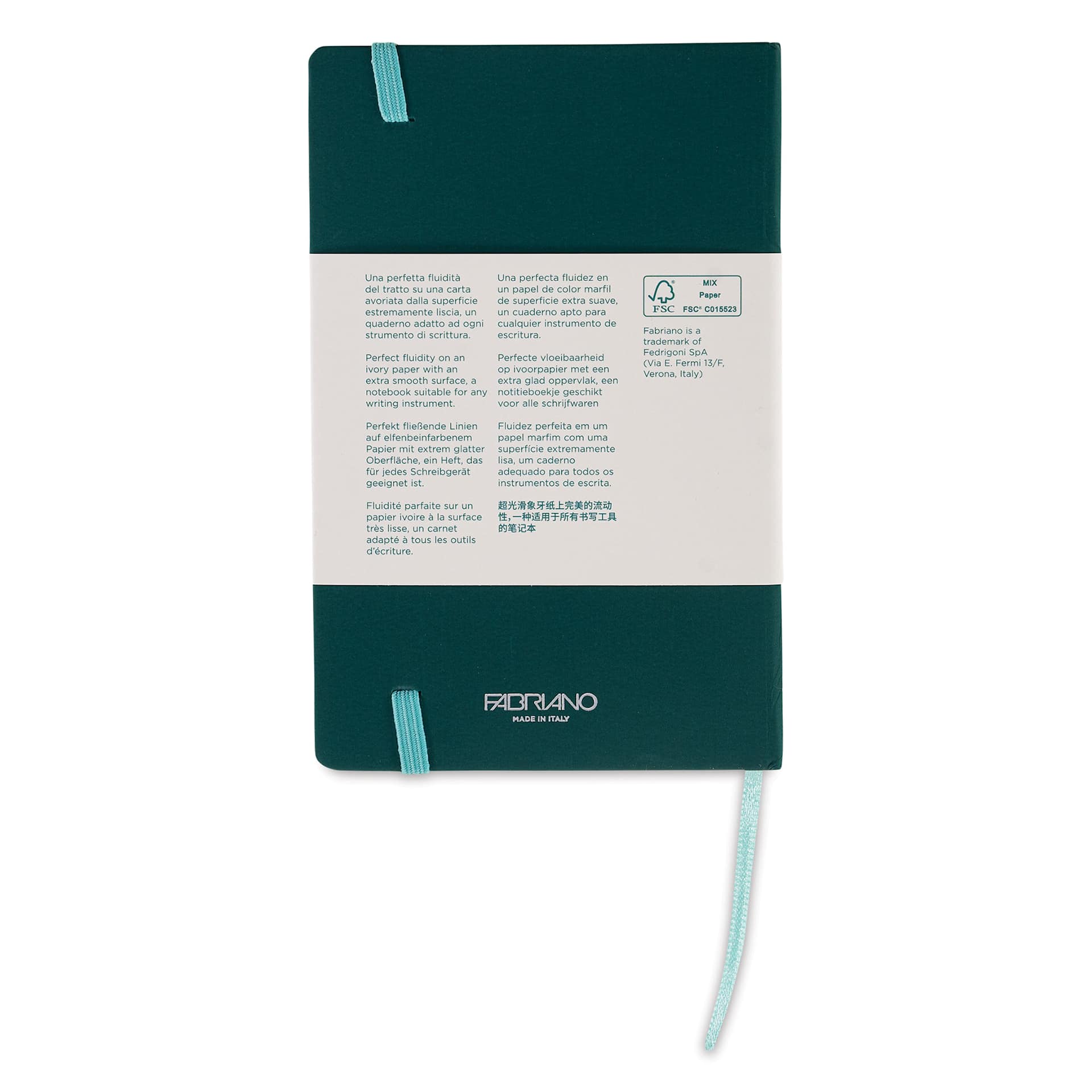 Fabriano Ispira Hard-Cover Notebook - Green, 3-1/2" x 5-1/2", Dot Grid, back cover