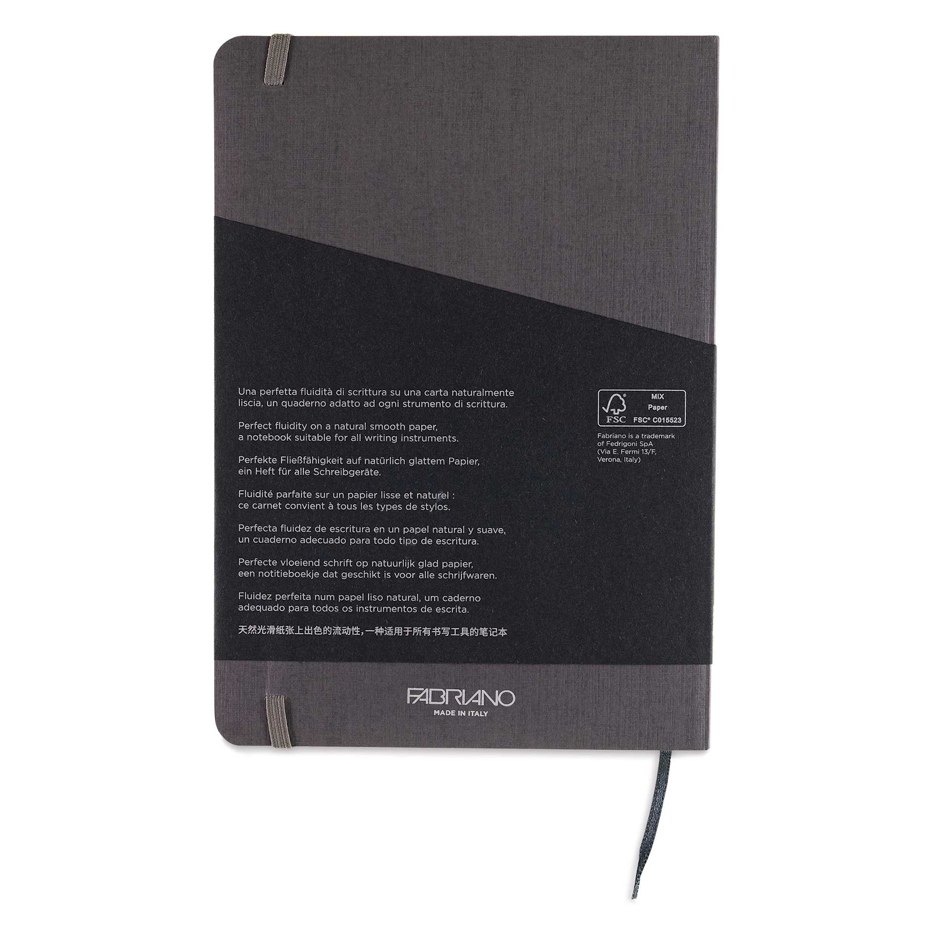Fabriano EcoQua Plus Stitch-Bound Notebook - Grey, 5-4/5" x 8-1/4", Dot Grid, back cover