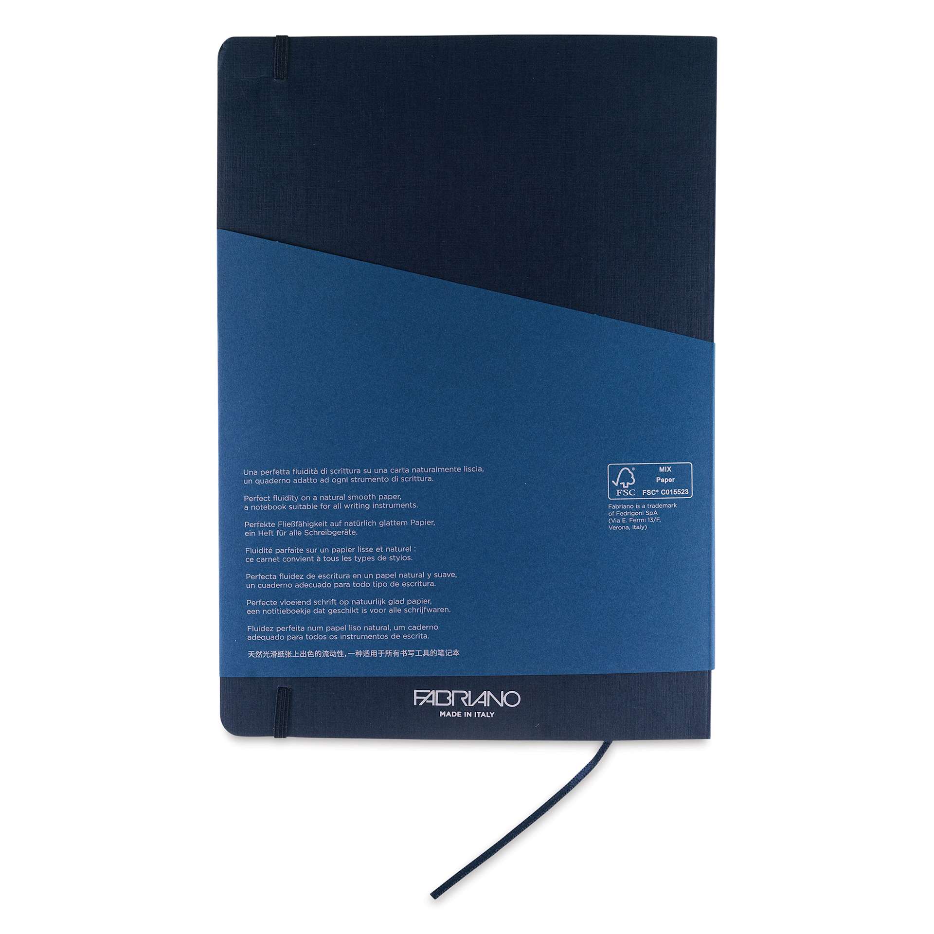 Fabriano EcoQua Plus Stitch-Bound Notebook - Navy, 8-1/4" x 11-3/4", Dot Grid, back cover