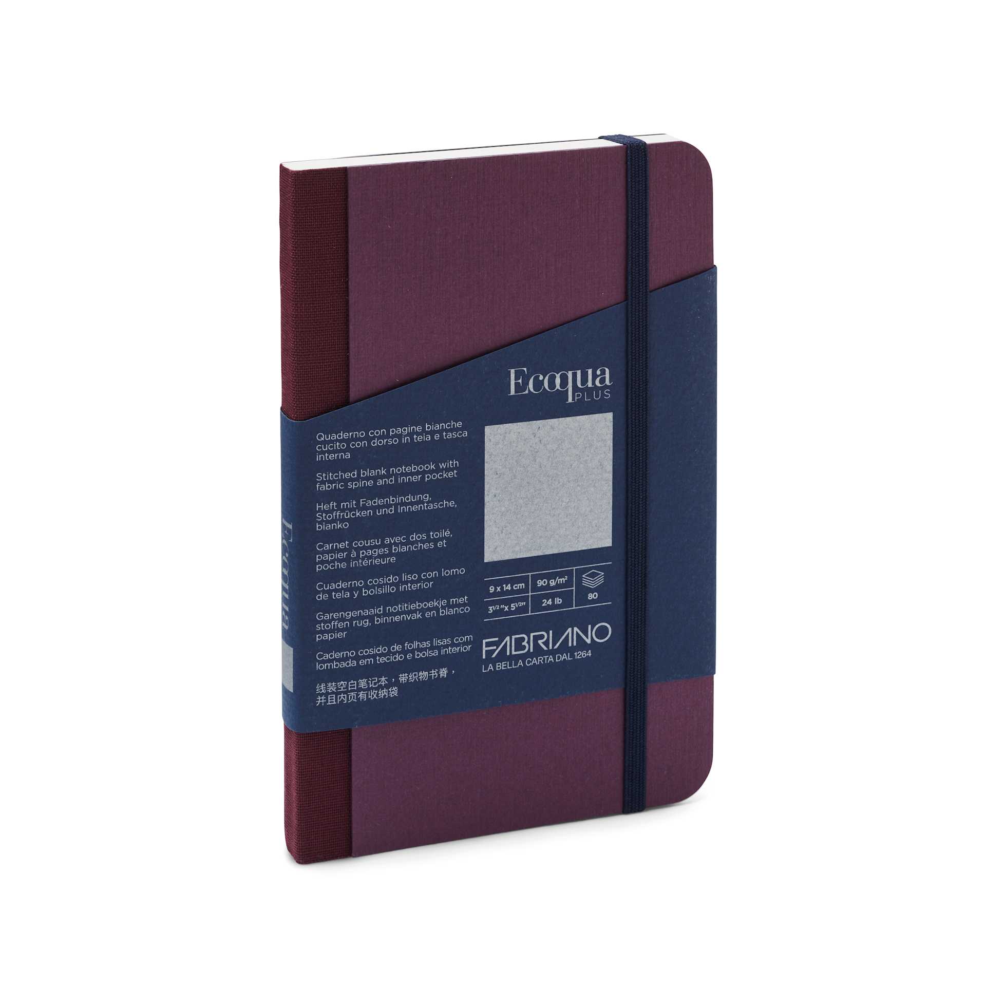 Fabriano Ecoqua Plus Fabric Blank A5 Notebook, 80 Sheets, Wine