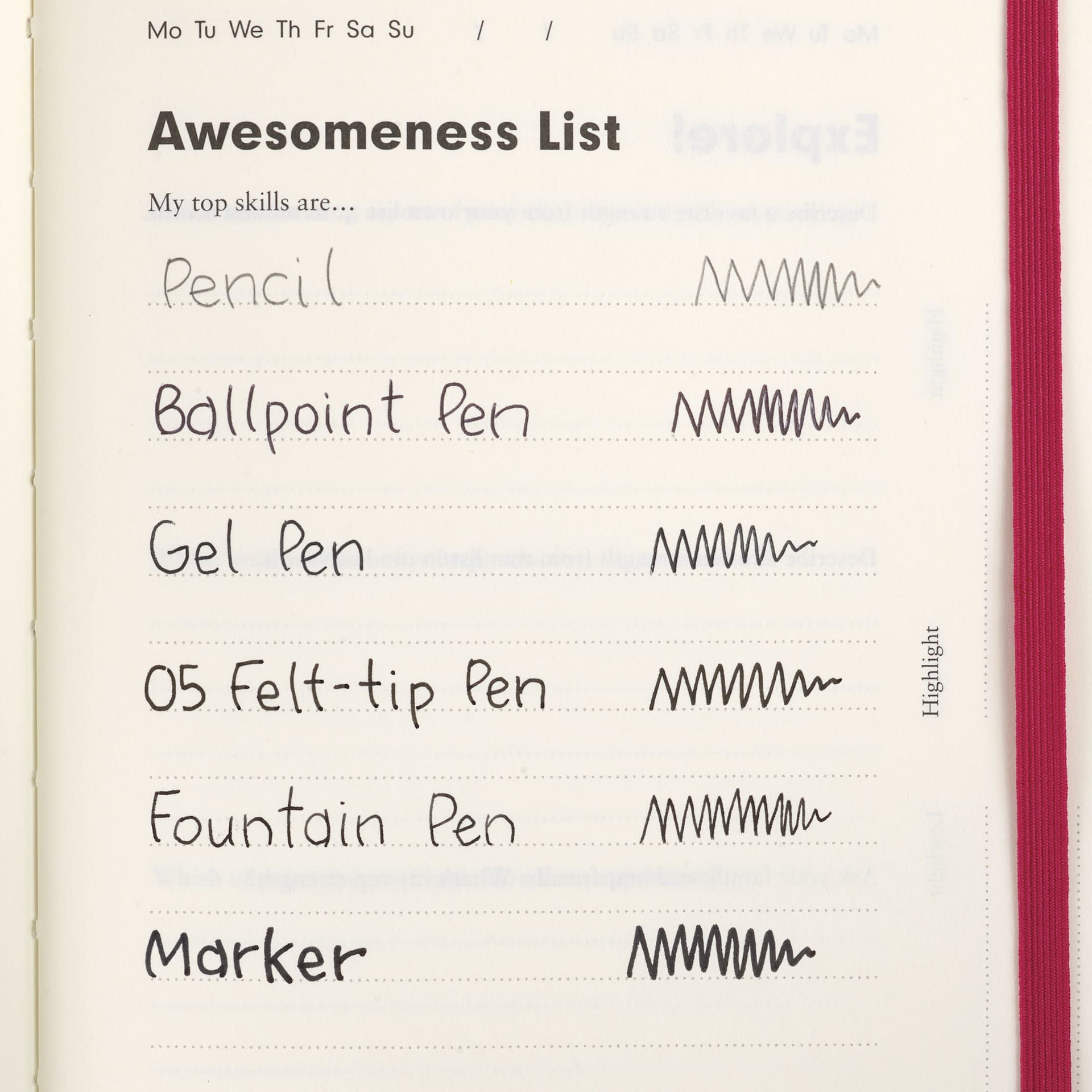 Leuchtturm1917 Change Journals, swatch of pen marks on paper