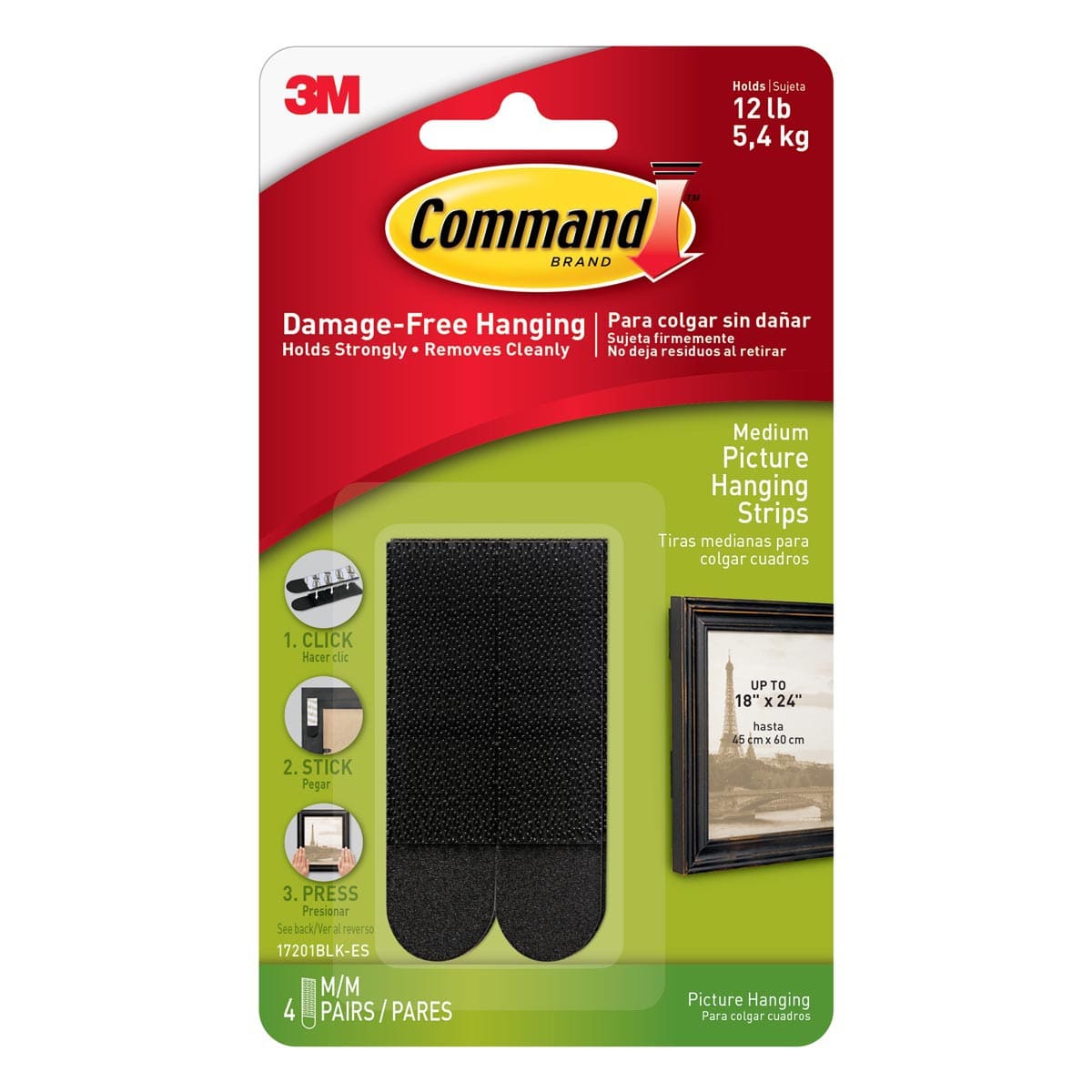 Command Picture Hanging Strips Medium Black - 6 Sets - Peggable