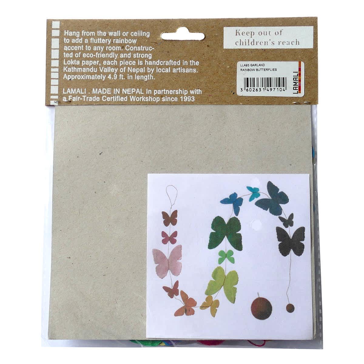 Handmade Garlands Rainbow Butterflies - 4.9 ft.