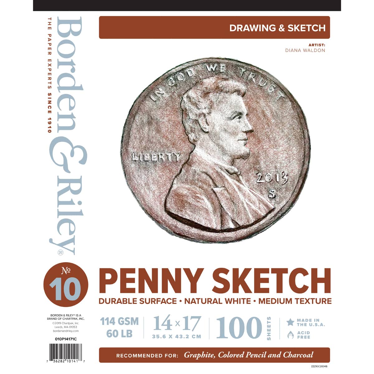 Borden & Riley #100 Penny Sketch Multi-Use Drawing Paper Pad, 14 in x 17 in