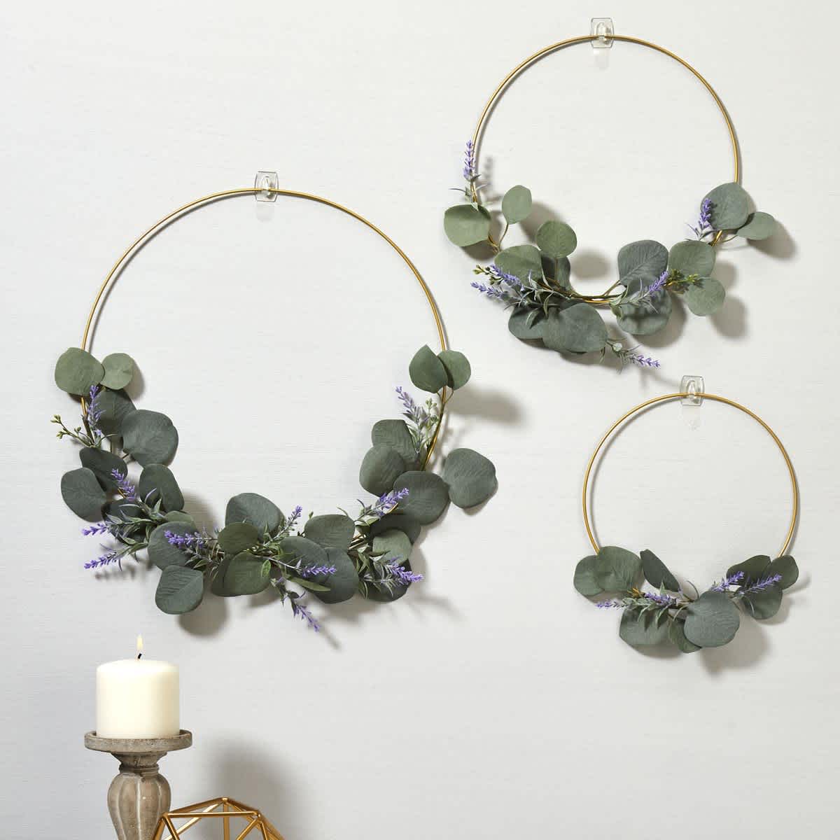 Wire Wreath Ring 3-Piece Set 7.9", 9.8", 13.8" - Gold