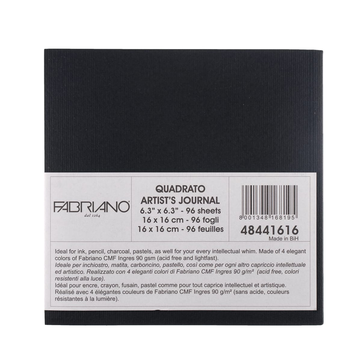 Fabriano Quadratto Artist Journal, 96 4-Color Sheets, 90 gsm, 6 in x 6 in