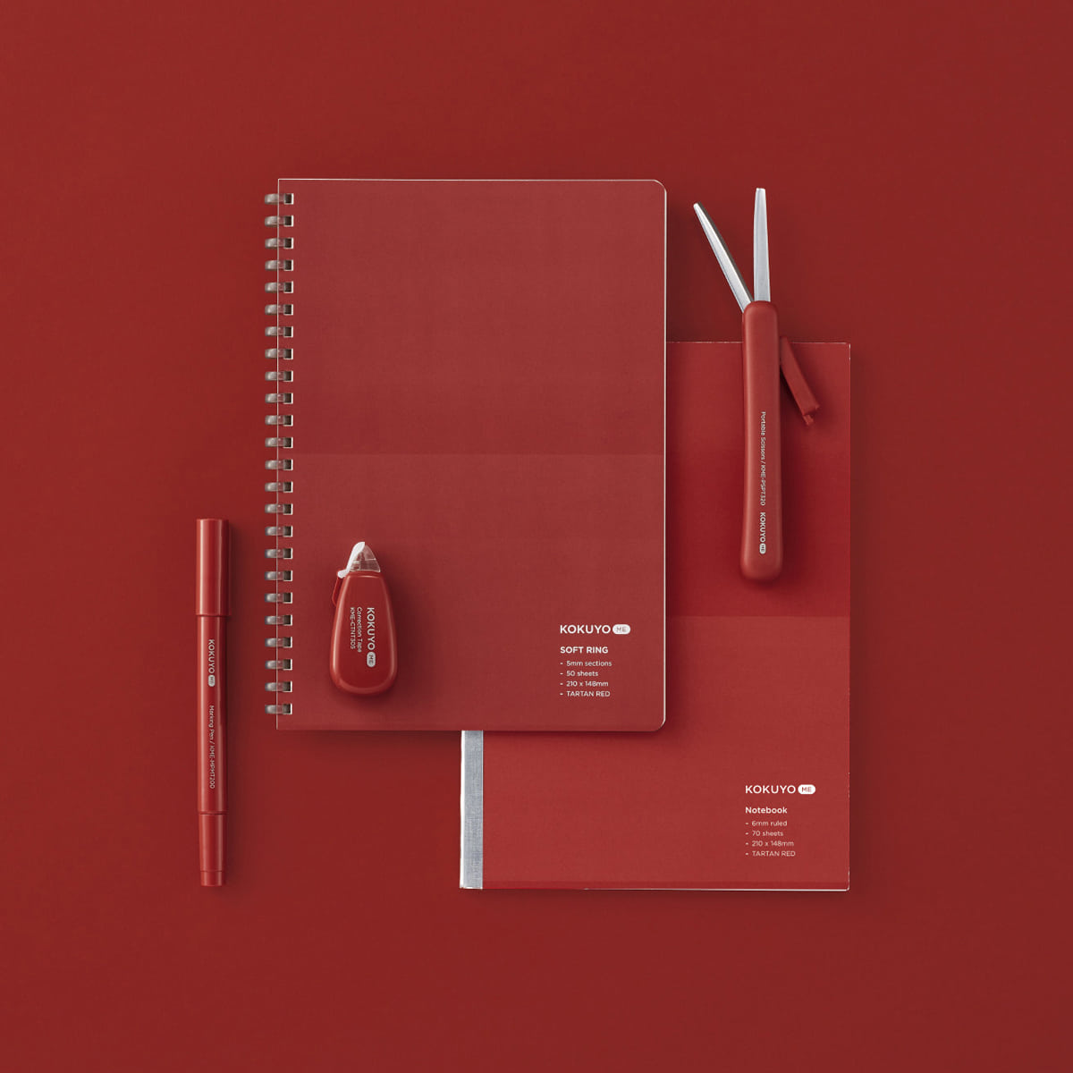 KOKUYO ME Series Tartan Red - Chisel/Fine Tip