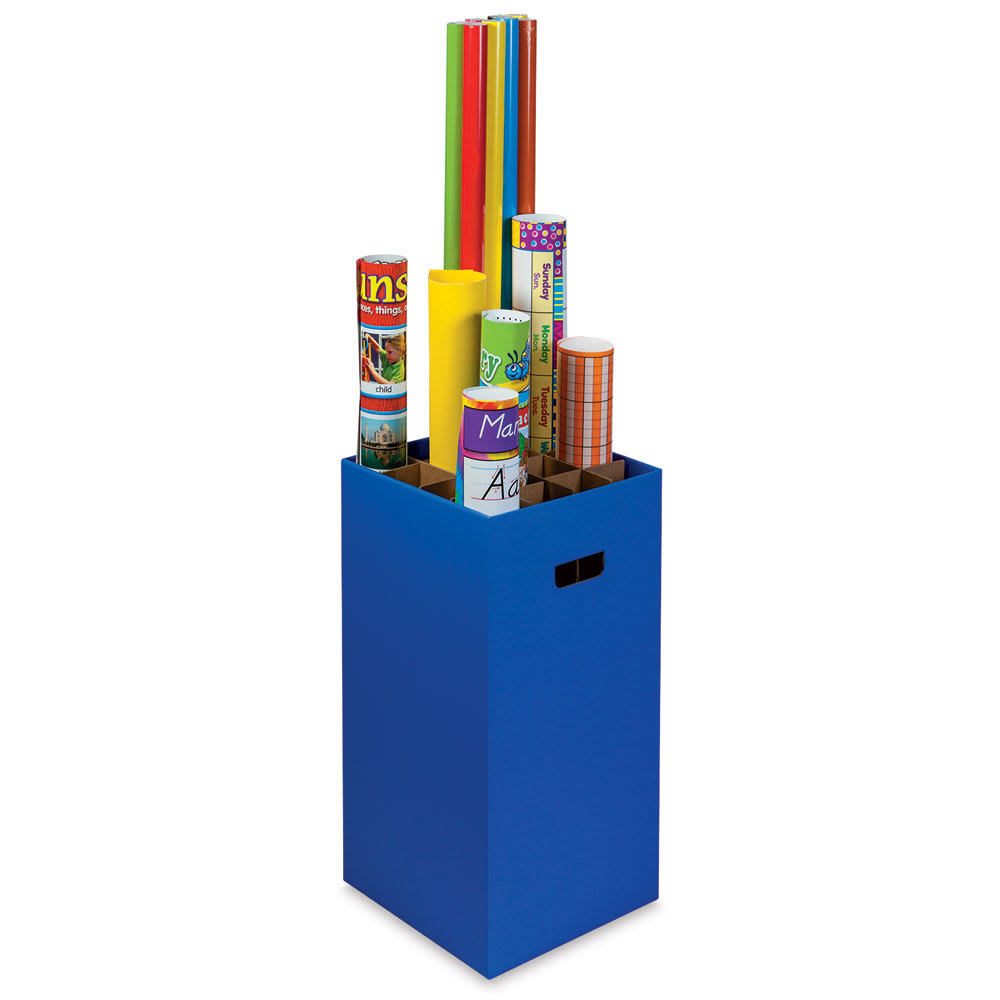 Paper & Roll Storage - Storage unit filled with various rolls of paper
