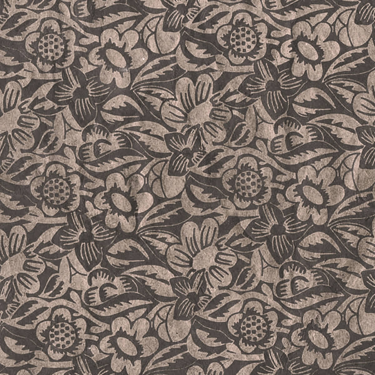 LAMALI Decorative Lokta Paper, 20 in x 30 in, Frida, Cashew, Slate Silkscreen