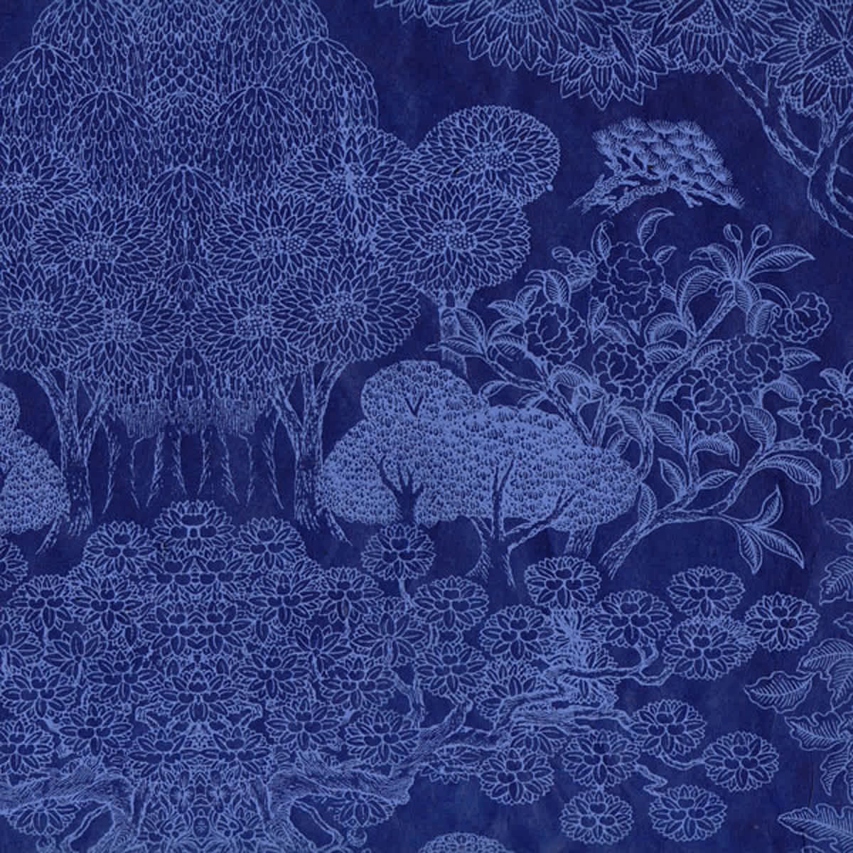 LAMALI Decorative Lokta Paper, 20 in x 30 in, Kongpo, Blue, Light Blue Silkscreen