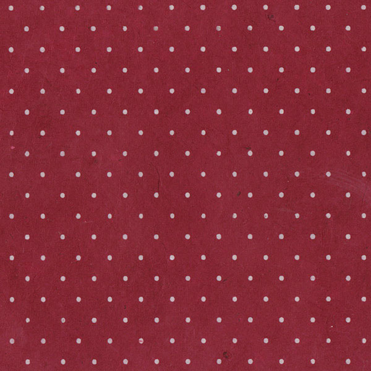 LAMALI Decorative Lokta Paper, 20 in x 30 in, Polka, Red, White Silkscreen